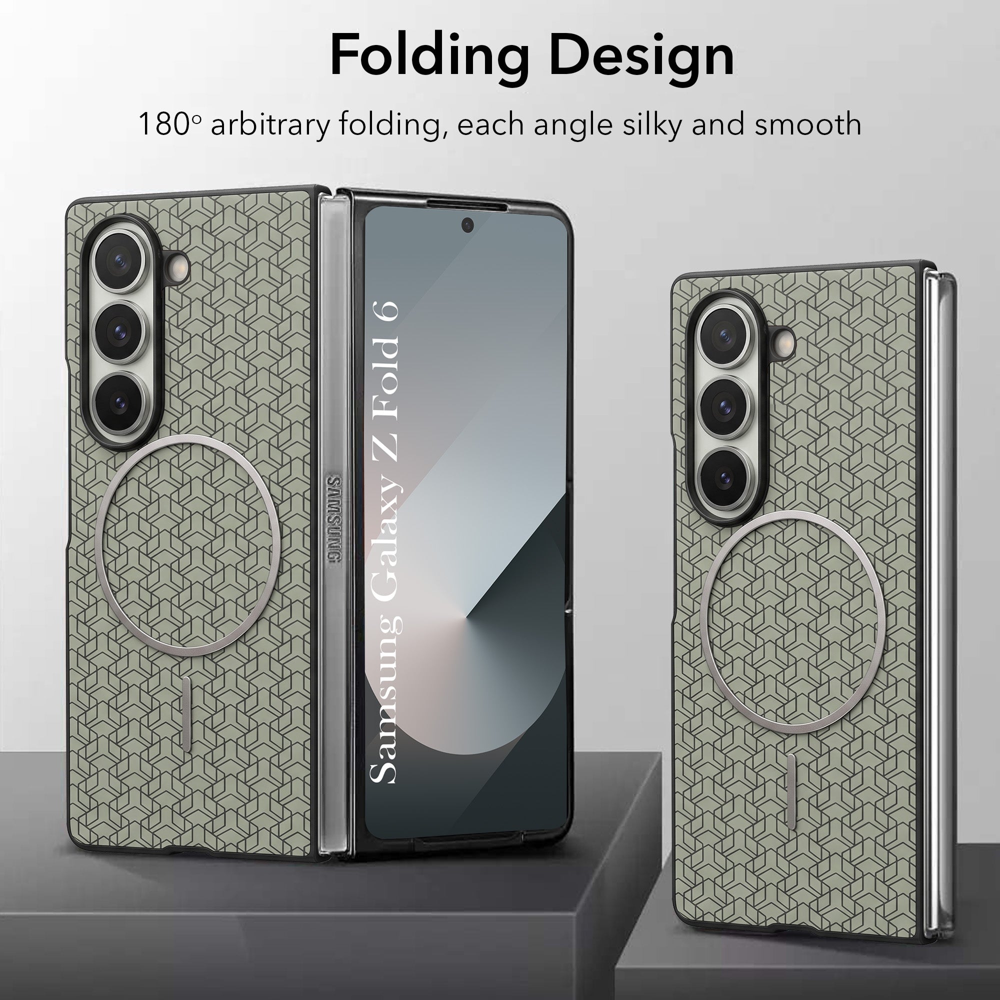 For Samsung Galaxy Z Fold 6 Back Cover Case Leather Finish (MagSafe Wireless Charging Compatible | Inside Microfiber Cloth)