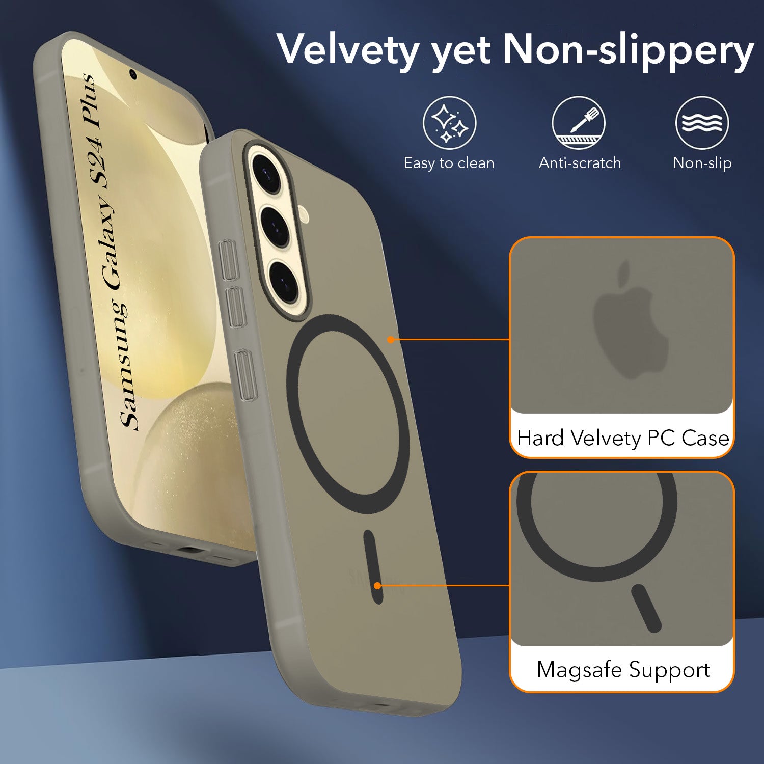 For Samsung Galaxy S24 Plus Back Cover Case Crystal (Frosted Matte Feel | MagSafe Compatible Wireless Charging)