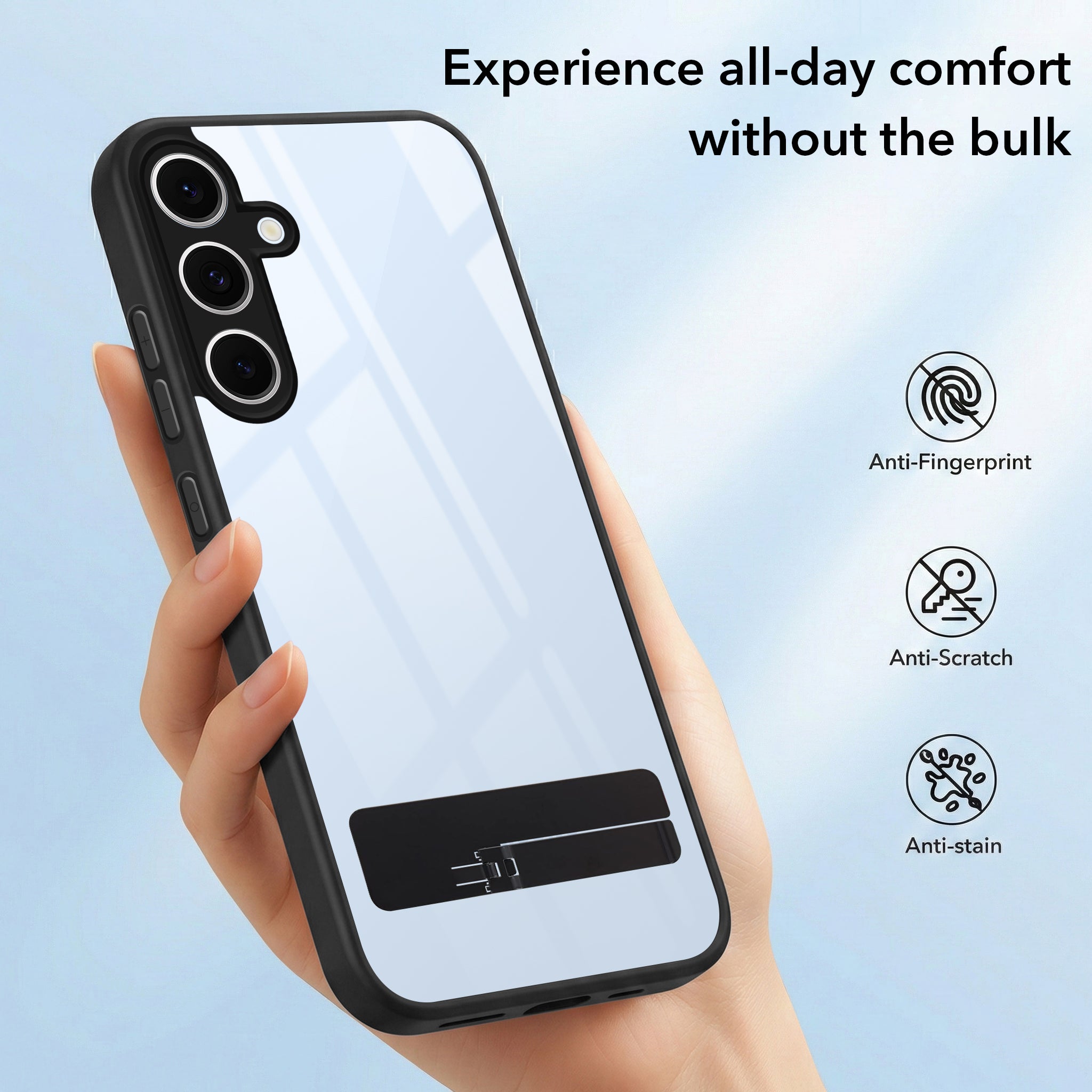 For Samsung Galaxy S24 FE Back Cover Case (Built-in Stand | Lifetime Anti Yellow | Kickstand Shockproof | Camera Protection | MagSafe Compatible)
