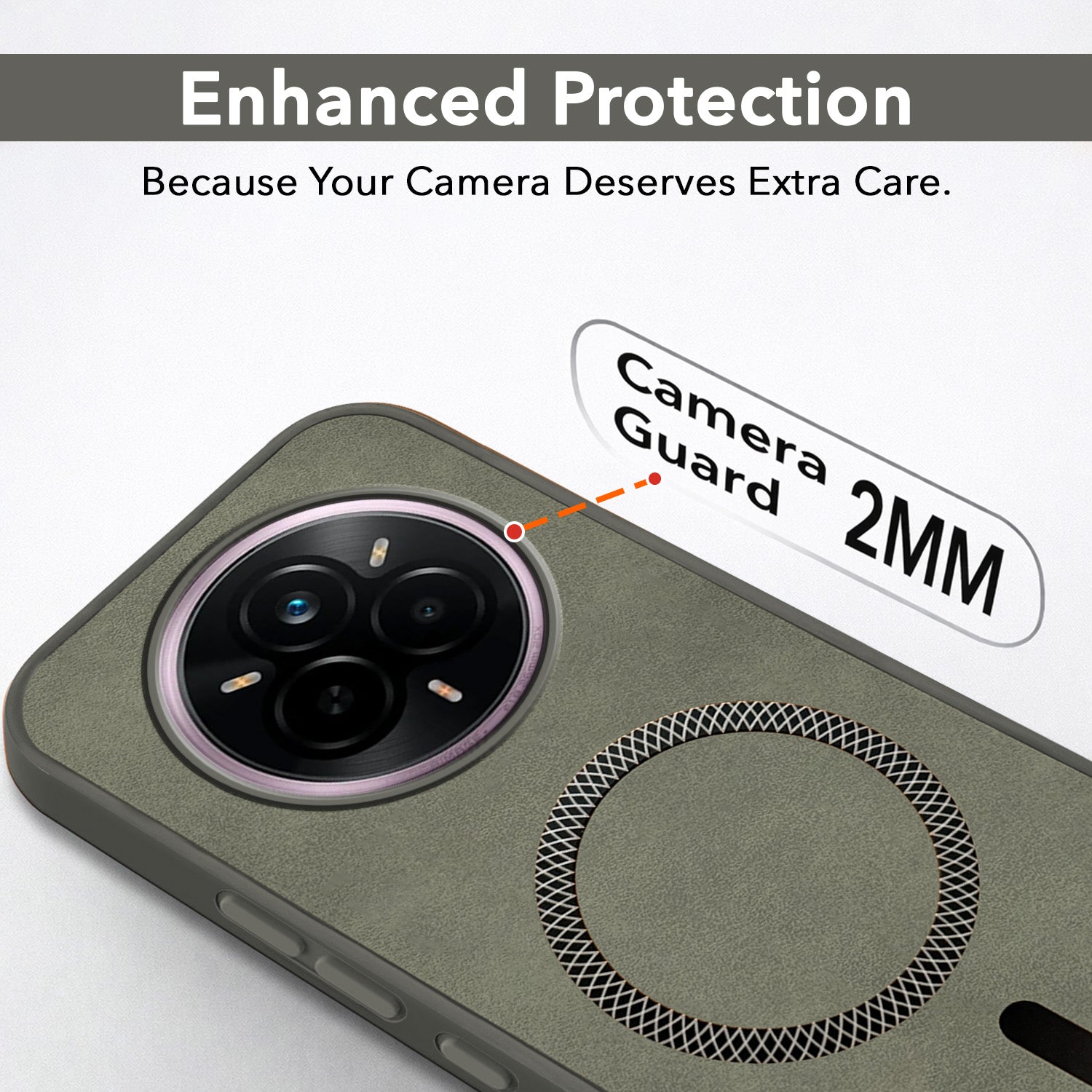 For Realme 14 Pro Back Cover Case Leather Finish (MagSafe Compatible Wireless Charging | Soft Touch | Camera Bump Protection)