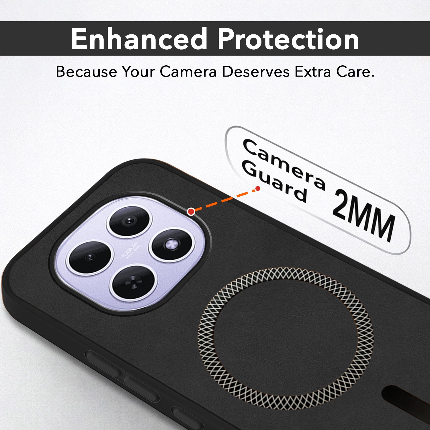For Xiaomi Redmi Note 15 5G | Redmi Note 15 SE 5G Back Cover Case Leather Finish (MagSafe Compatible Wireless Charging | Soft Touch | Camera Bump Protection)