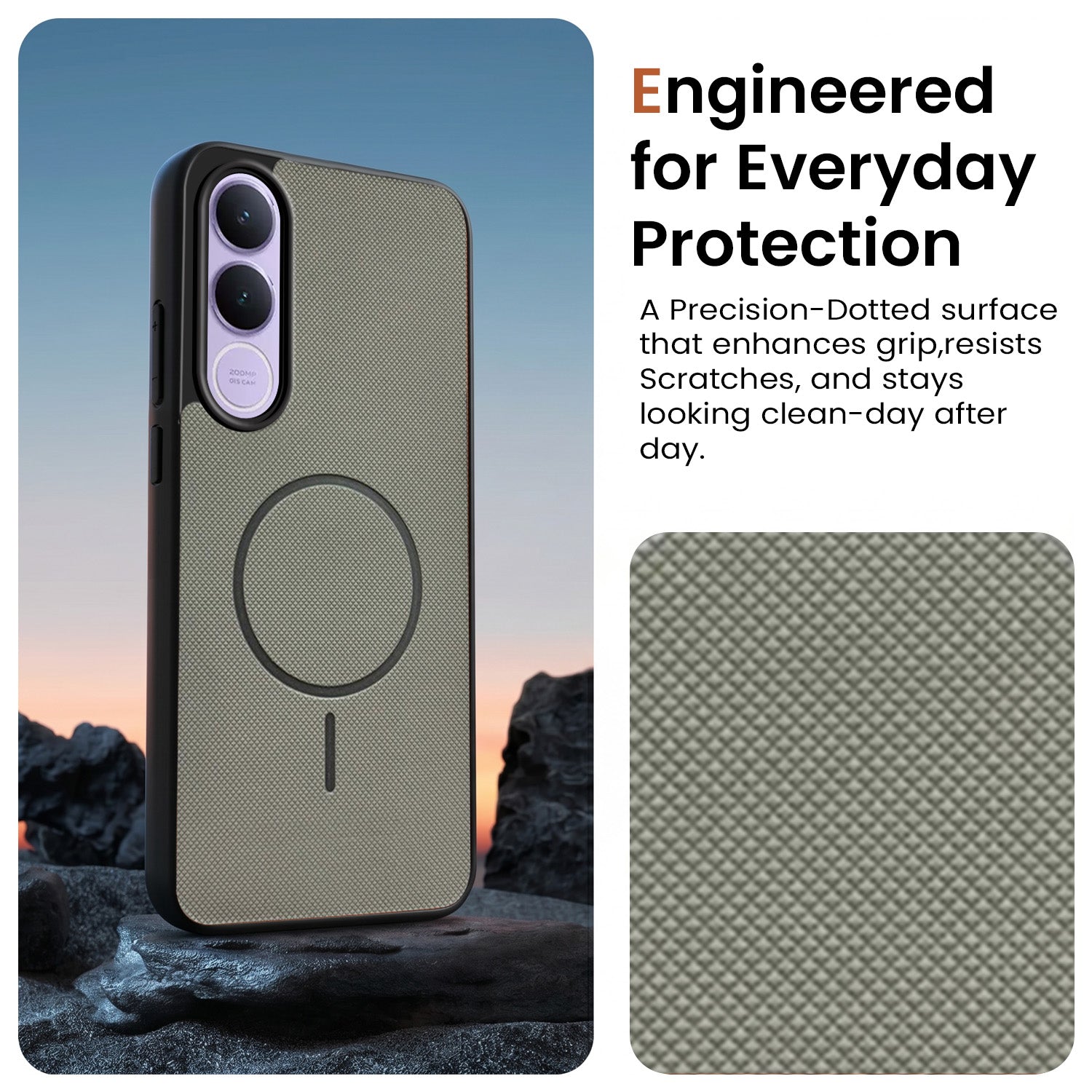 For Vivo V70 FE 5G Back Cover Case PU Leather (Texture Grip Design | Professional Minimalist | Camera Protection | Soft and Flexible)