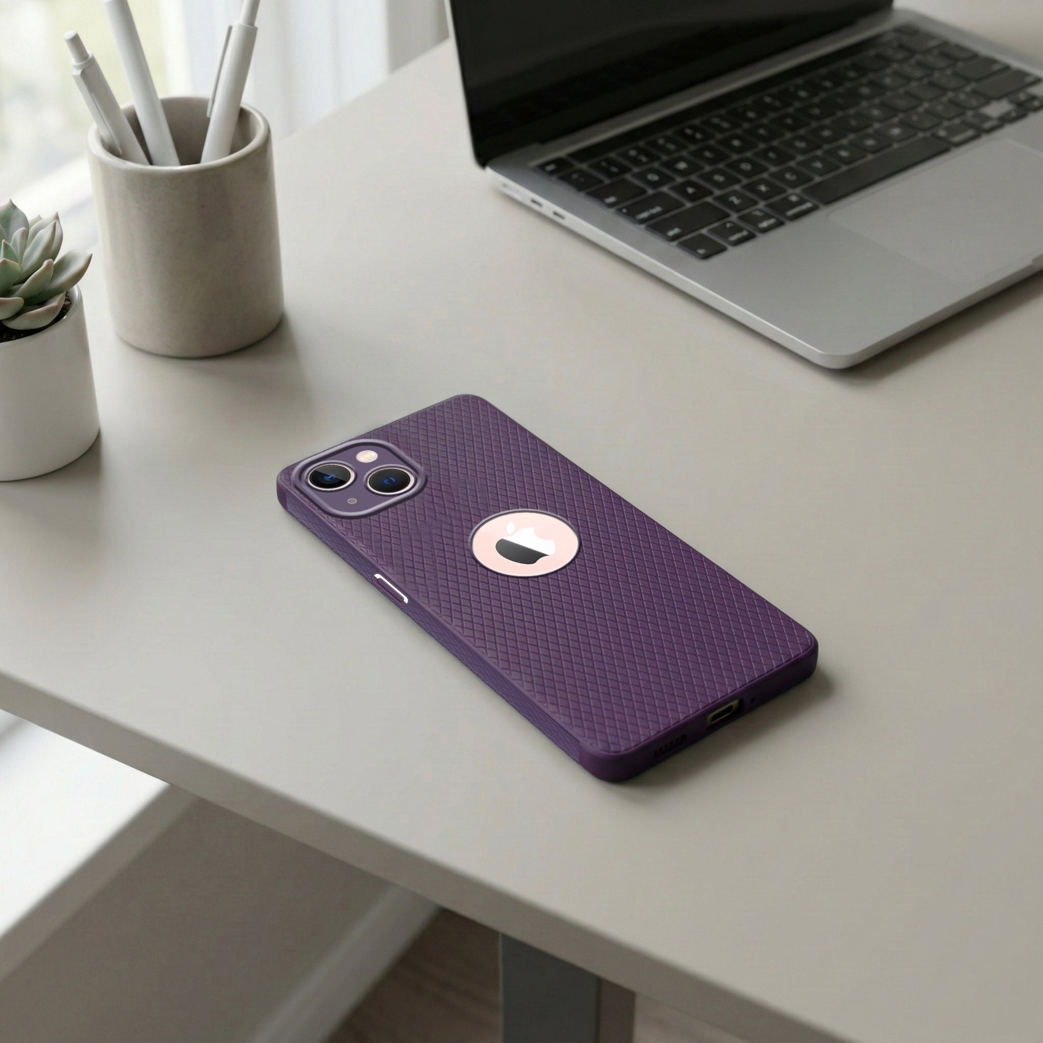 For Apple iPhone 13 Back Cover Case Liquid Silicone (Camera Protection | Side Grip Texture | Soft and Flexible)