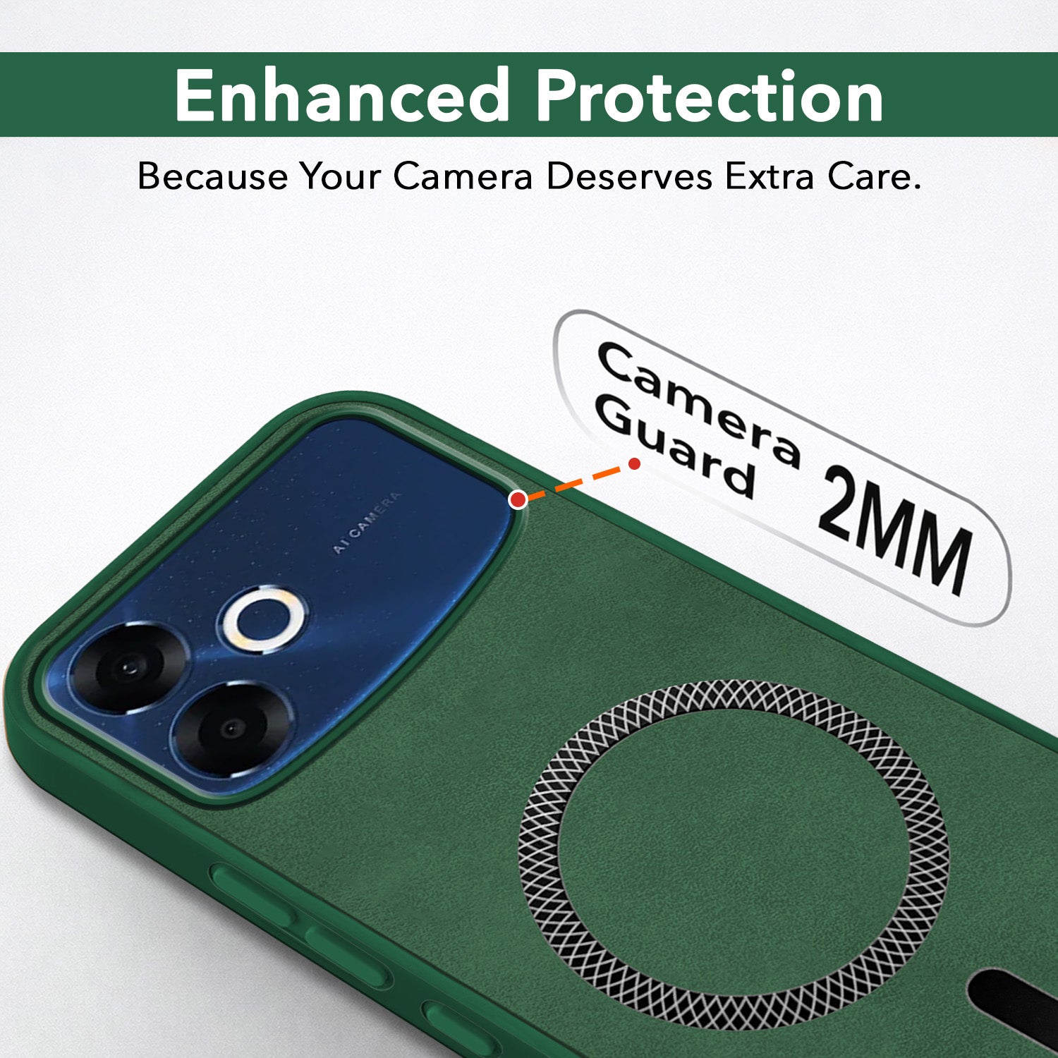 For Oppo F33 Pro 5G Back Cover Case Leather Finish (MagSafe Compatible Wireless Charging | Soft Touch | Camera Bump Protection)