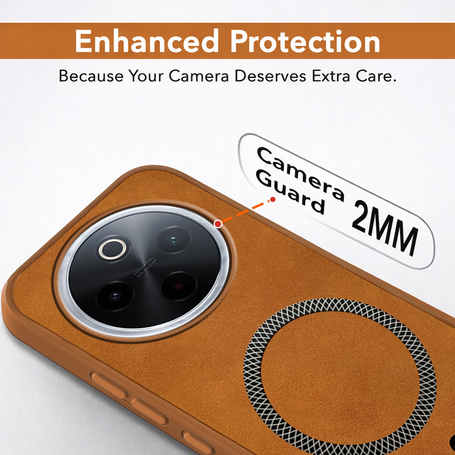 For Vivo iQOO Z10 Back Cover Case Leather Finish (MagSafe Compatible Wireless Charging | Soft Touch | Camera Bump Protection)