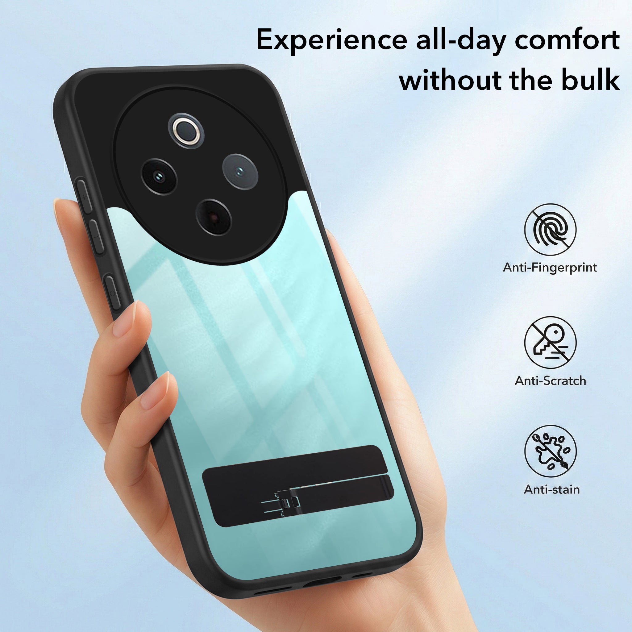 For Vivo T4 Back Cover Case (Built-in Stand | Lifetime Anti Yellow | Kickstand Shockproof | Camera Protection | MagSafe Compatible)