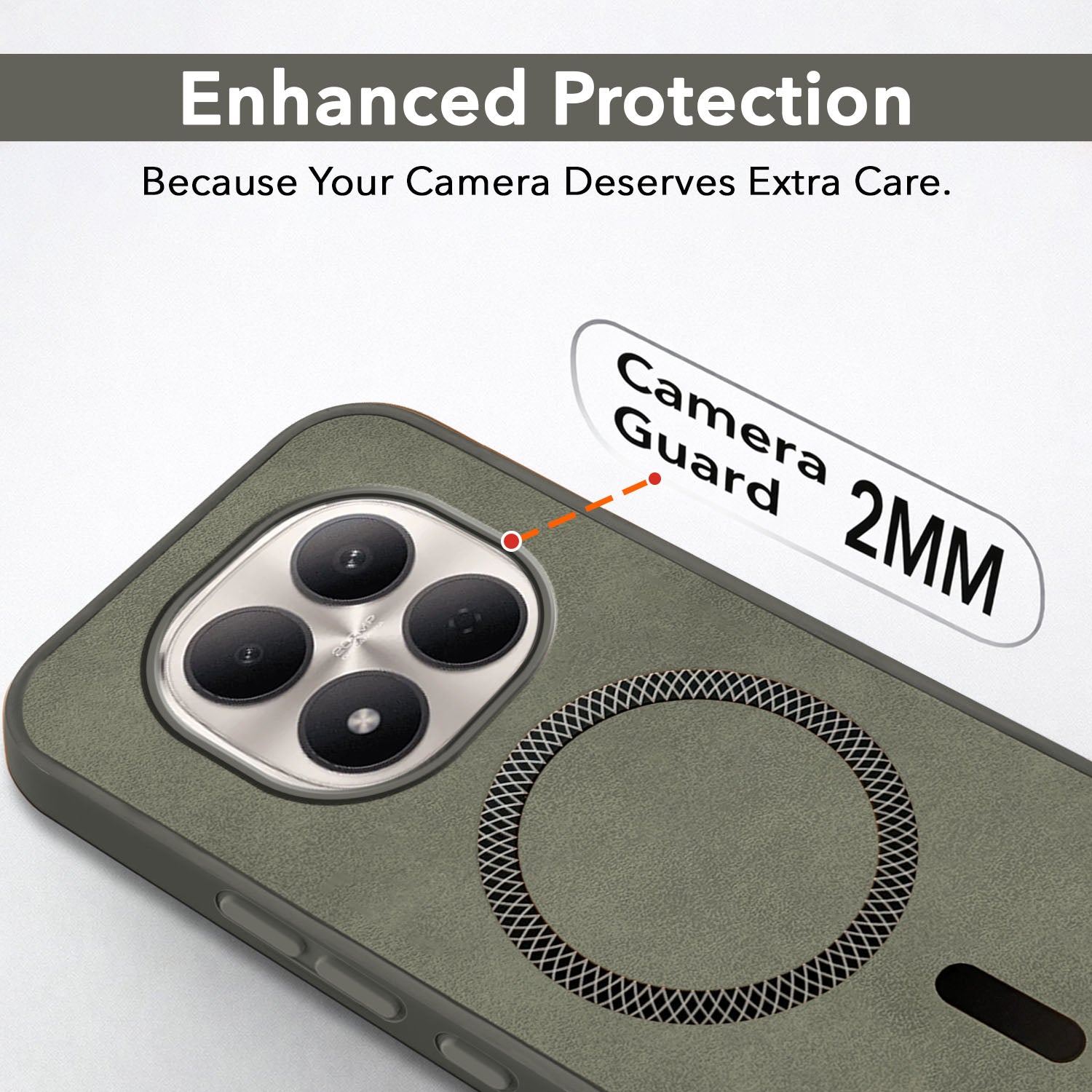 For Xiaomi Redmi Note 15 Pro 5G Back Cover Case Leather Finish (MagSafe Compatible Wireless Charging | Soft Touch | Camera Bump Protection)