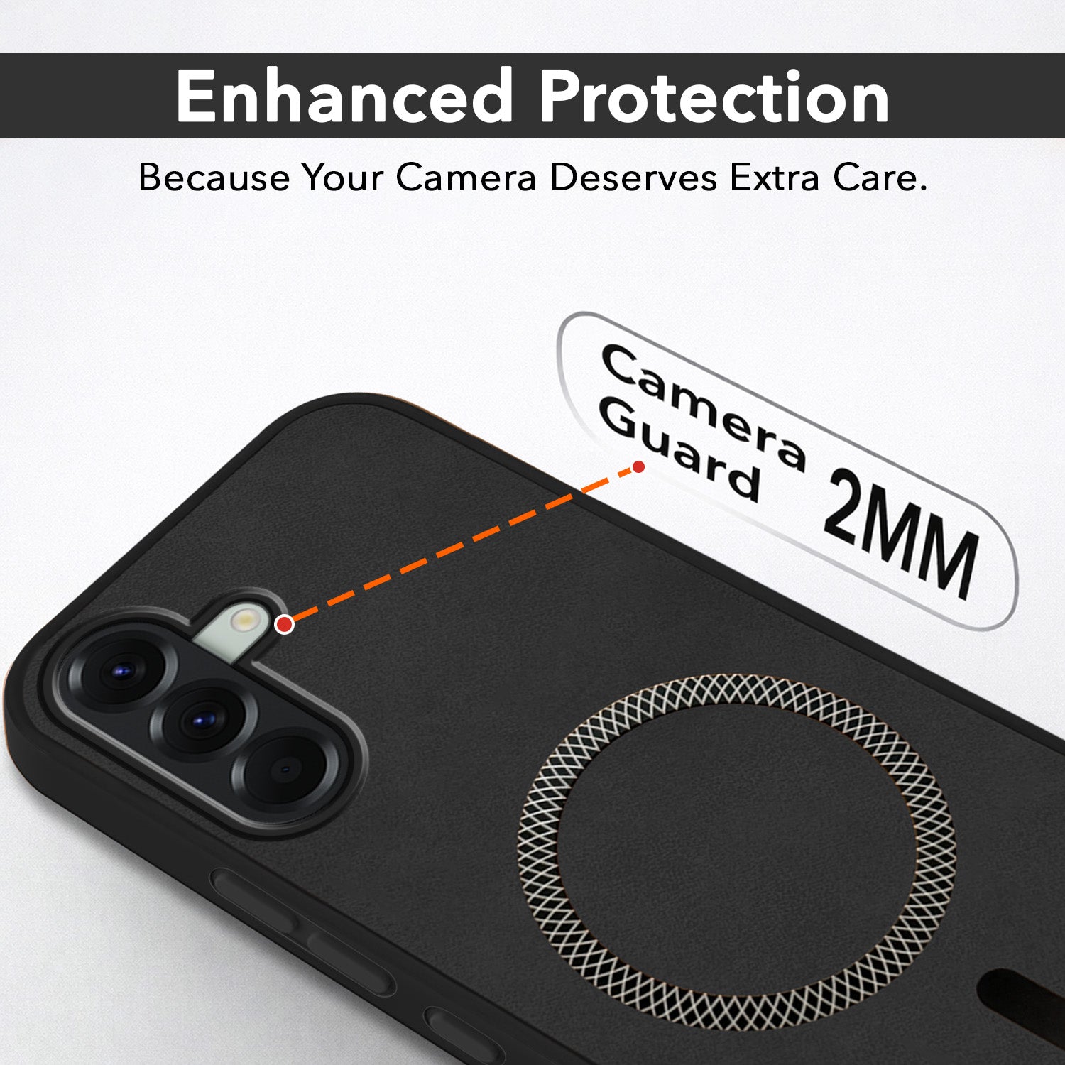 For Samsung Galaxy A56 Back Cover Case Leather Finish (MagSafe Compatible Wireless Charging | Soft Touch | Camera Bump Protection)