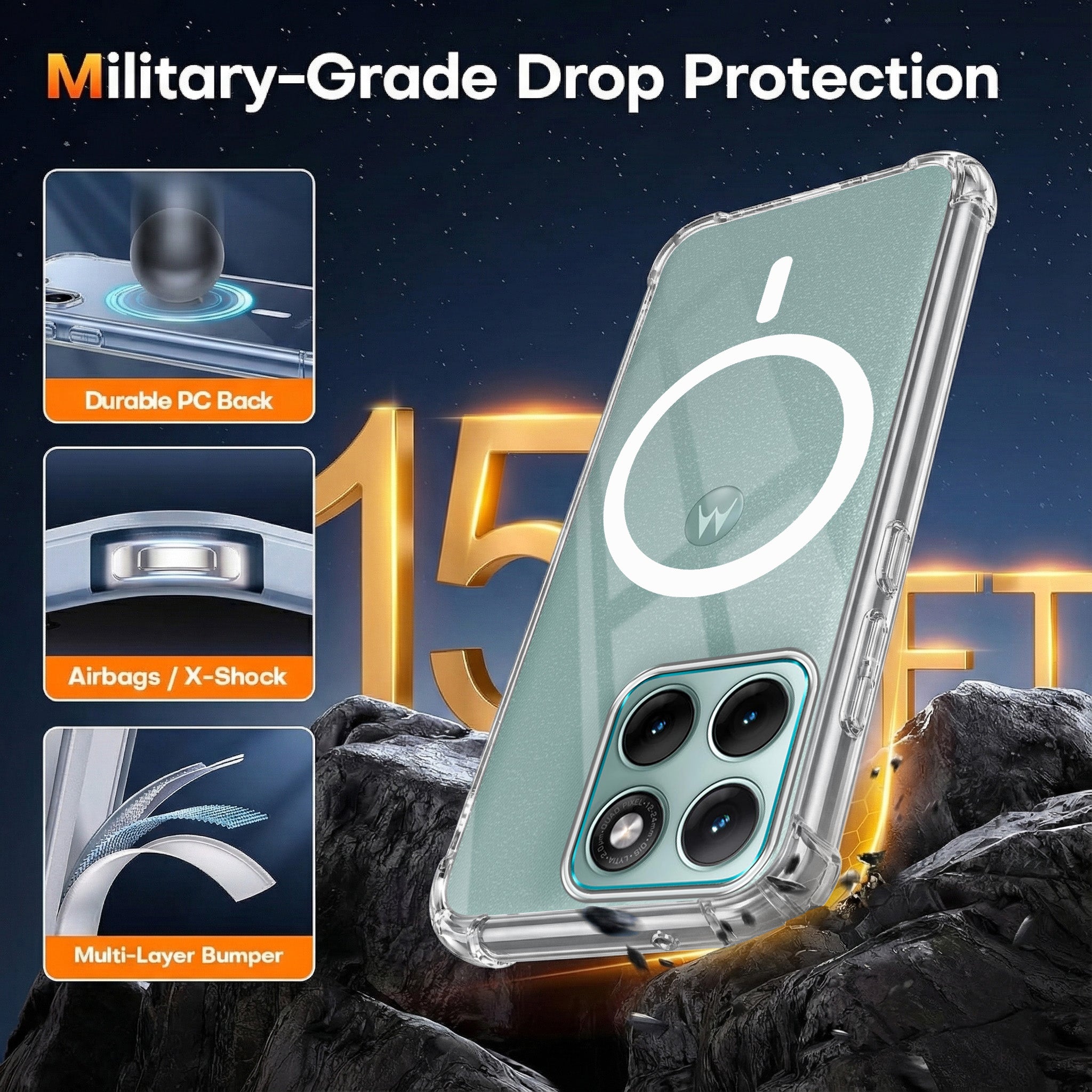 For Motorola Moto Edge 70 Fusion Back Cover Shockproof Crystal-Clear (Magsafe Wireless Support | Drop & Camera Protection | Hard Polycarbonate)