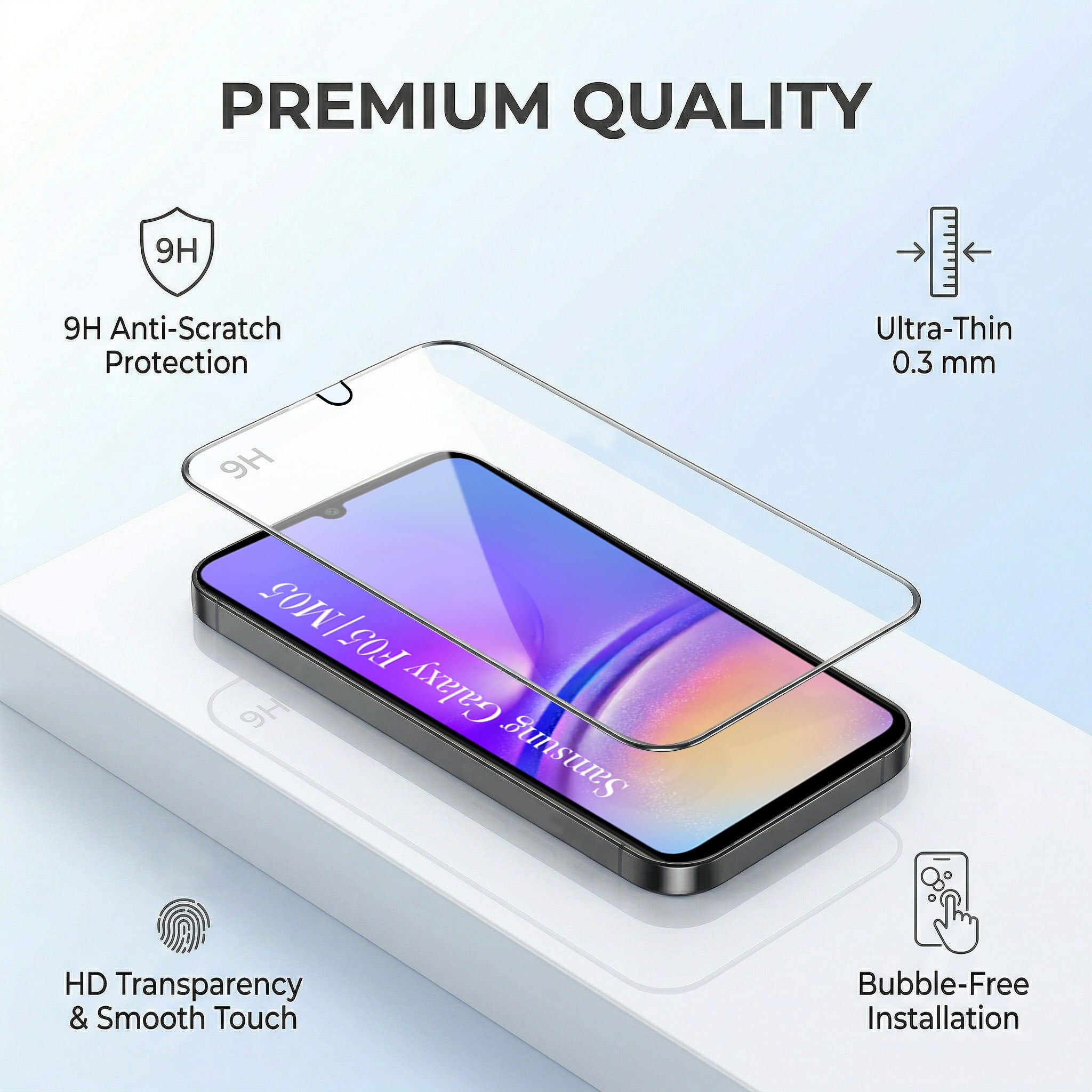 For Samsung Galaxy F05 | M05 Combo with Back Cover and 9H Tempered Glass (Lifetime Anti-Yellow | Crystal Clear Shockproof | Oleophobic Coating Screen Glass)