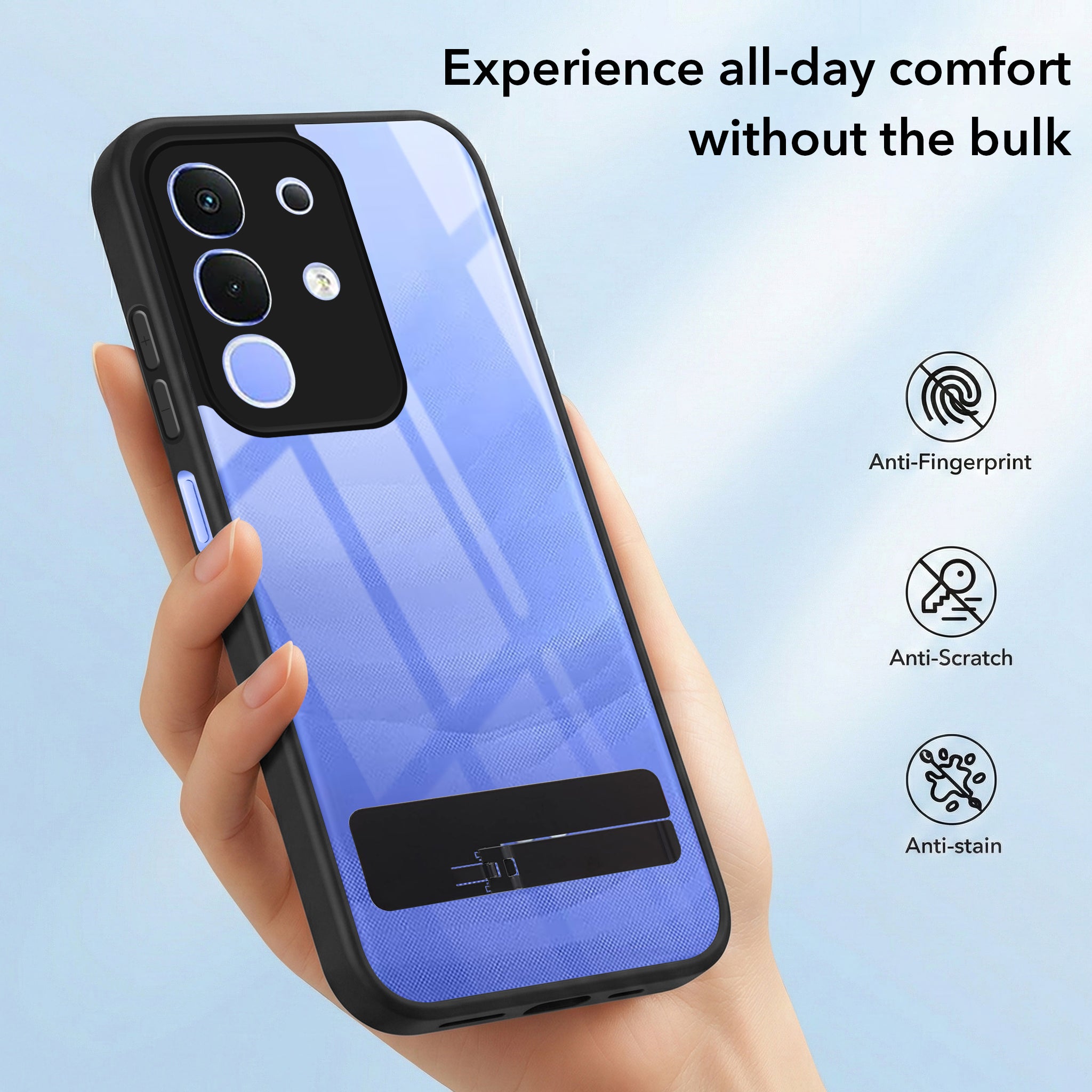 For Vivo iQOO Z10x Back Cover Case (Built-in Stand | Lifetime Anti Yellow | Kickstand Shockproof | Camera Protection | MagSafe Compatible)