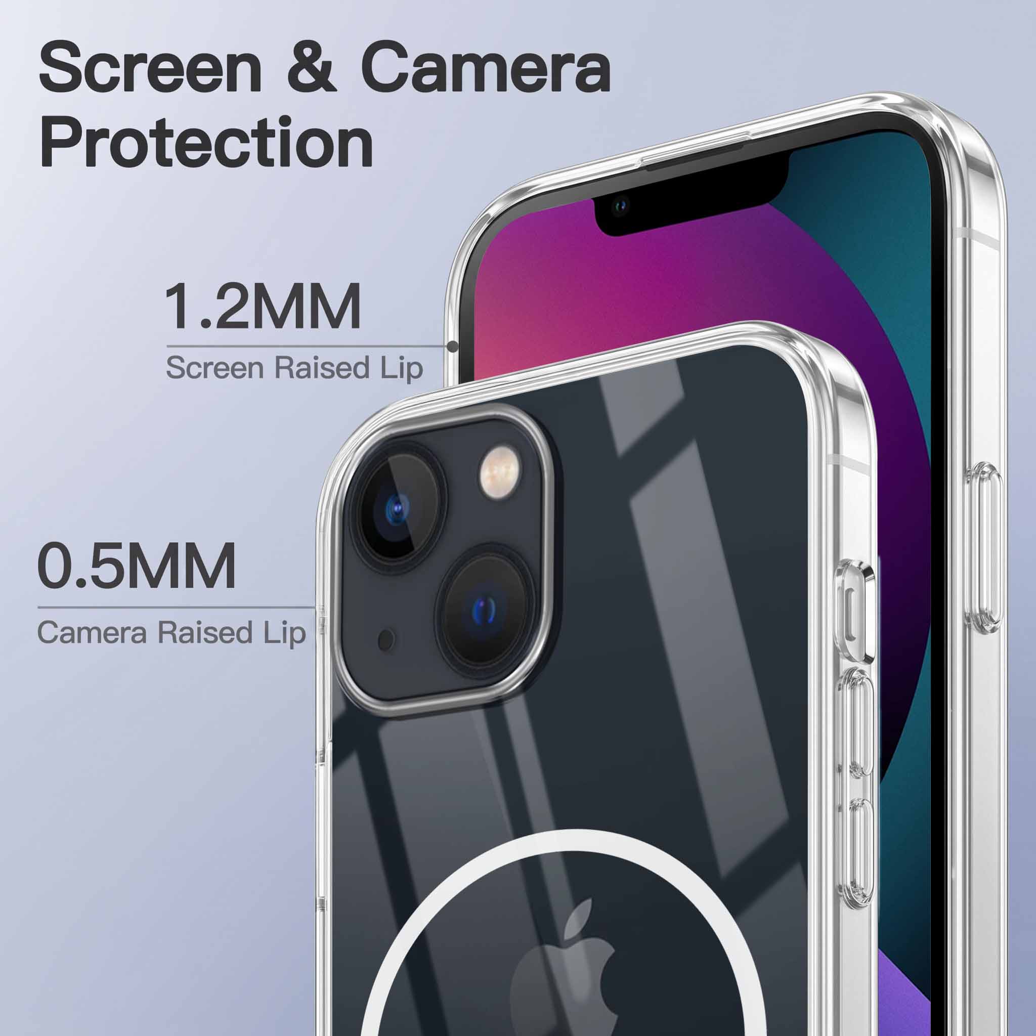 For Apple iPhone 13 Back Case Cover Crystal Anti Yellow (Unbreakable PC | MagSafe Wireless Charging Support |Camera Protection Bump)