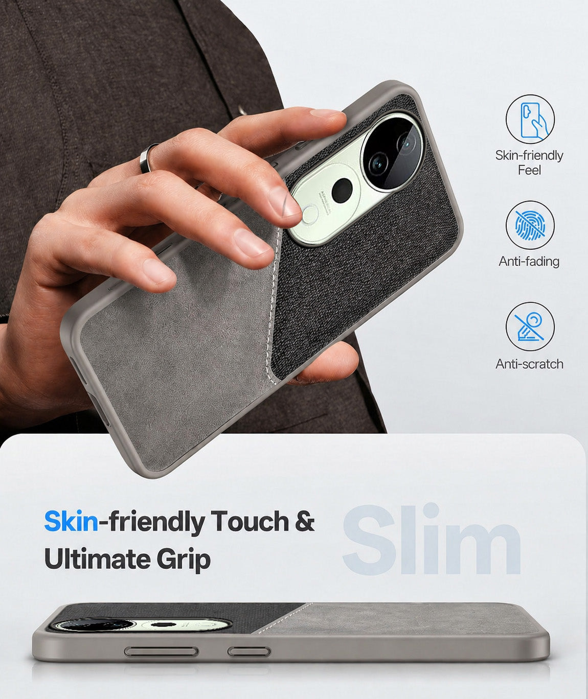 For Vivo T3 Ultra Back Cover Case (Dual PU Leather Stitch | Professional Minimalist | Soft and Flexible)