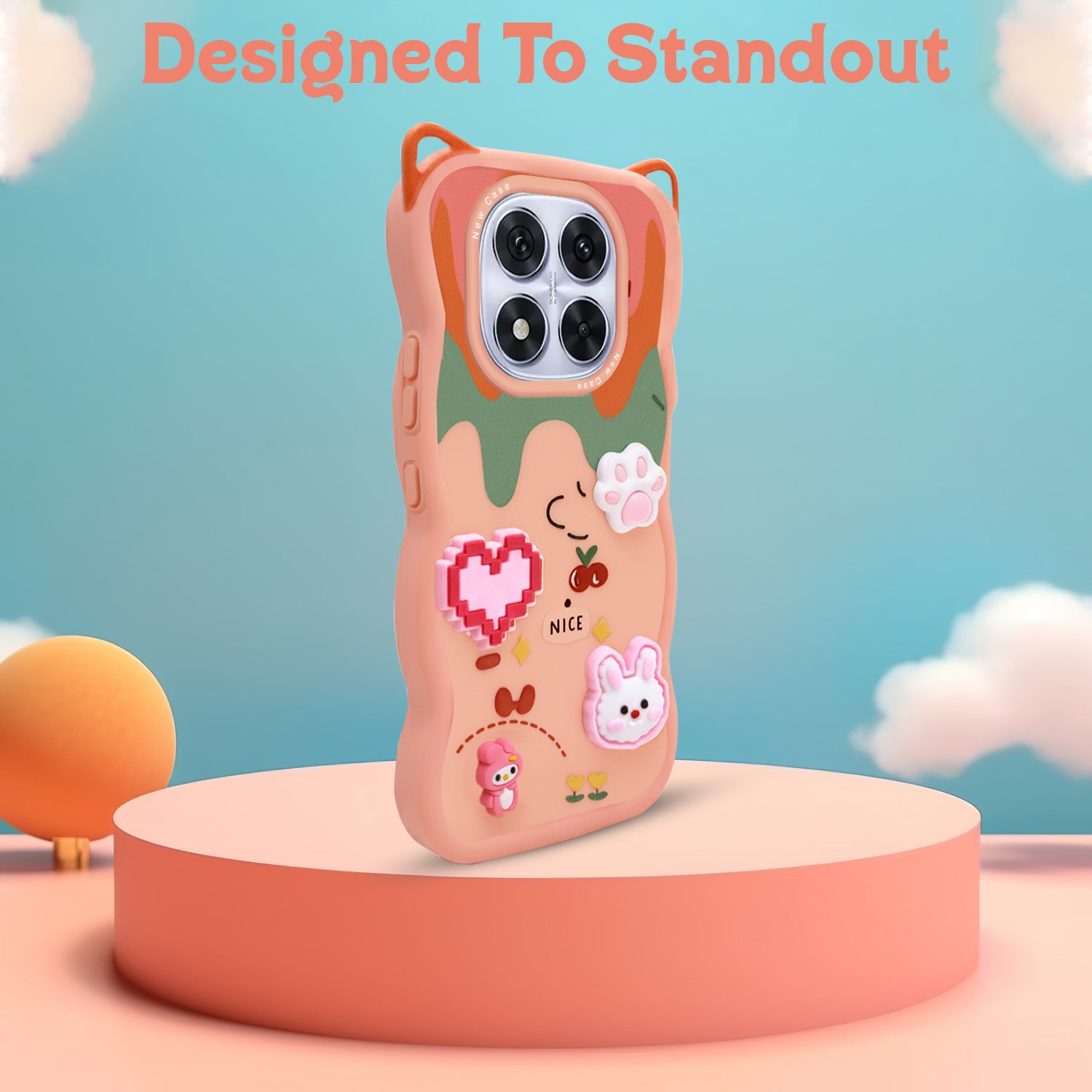 For Redmi Note 14 Pro Back Case Cover Strap (3D embossed Figures | Strap Holder | 360* Soft Cushion with Camera Bump)