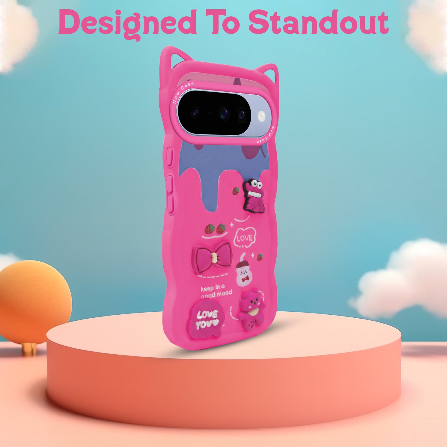For Google Pixel 10 Back Case Cover Strap (3D Embossed Figures | Strap Holder | 360* Soft Cushion with Camera Bump)
