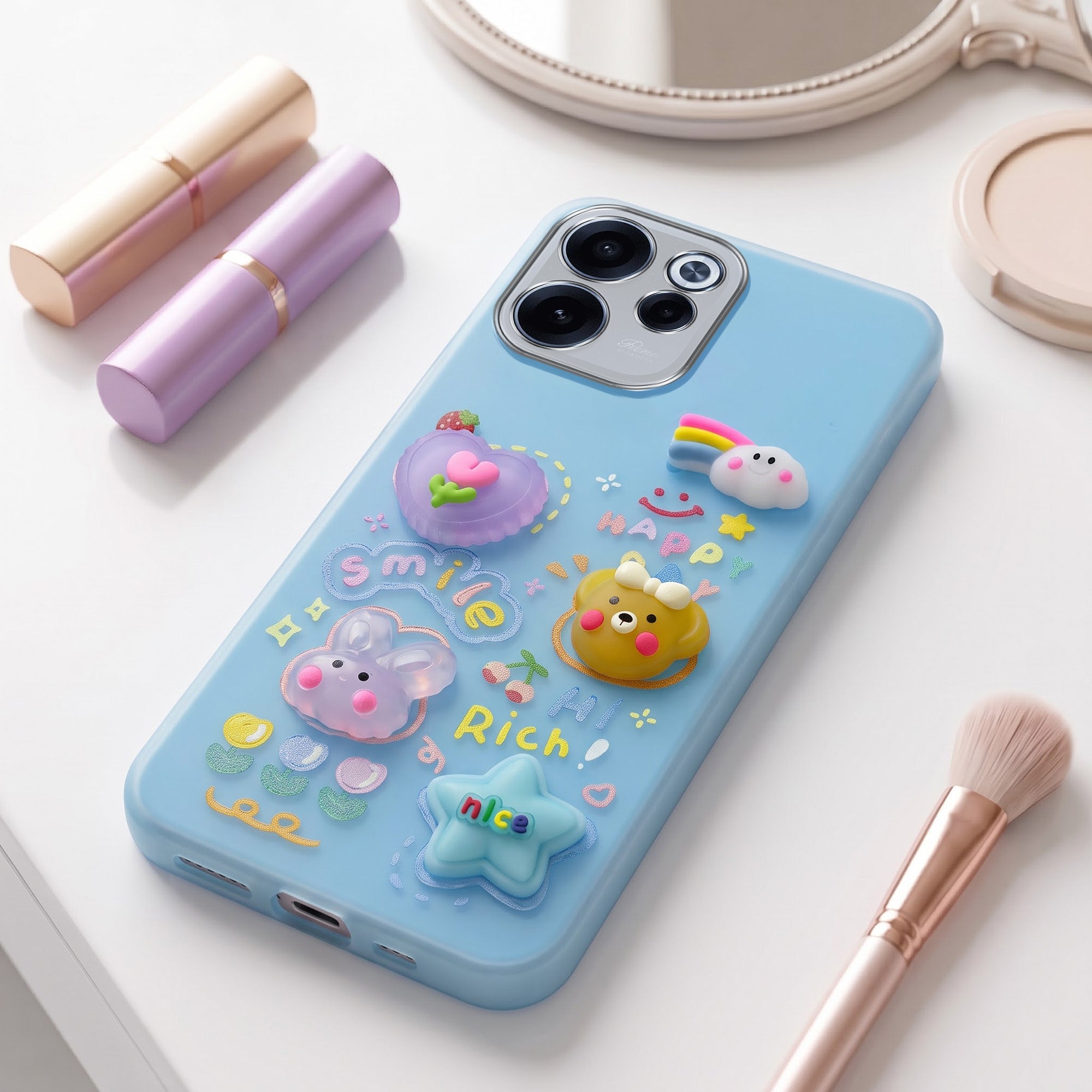 For Oppo Reno 15c Back Cover Case (3D Cute Cartoons | Hard Back Side Soft | Matte Premium Finish | HD Printing)
