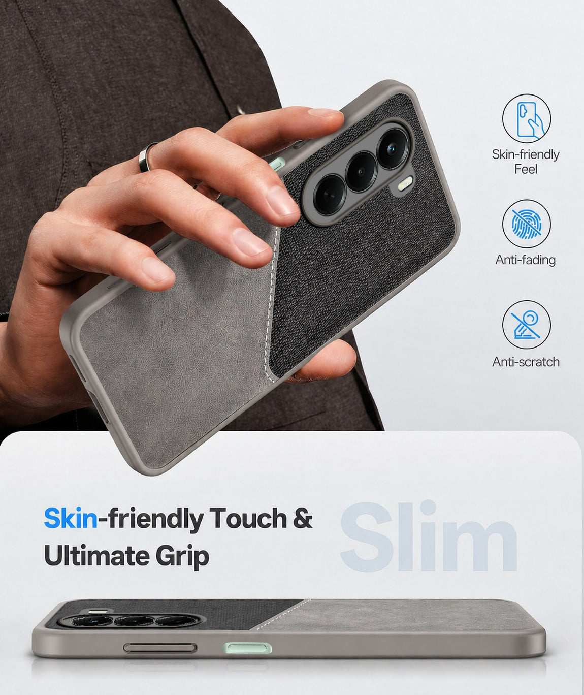 For OnePlus Nord CE 6 Lite Back Cover Case (Dual PU Leather Stitch | Professional Minimalist | Soft and Flexible)