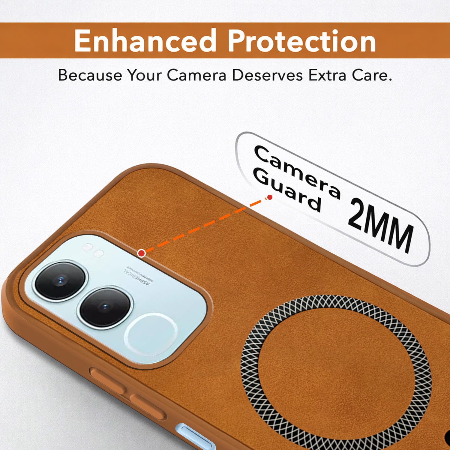 For Vivo Y29 Back Cover Case Leather Finish (MagSafe Compatible Wireless Charging | Soft Touch | Camera Bump Protection)