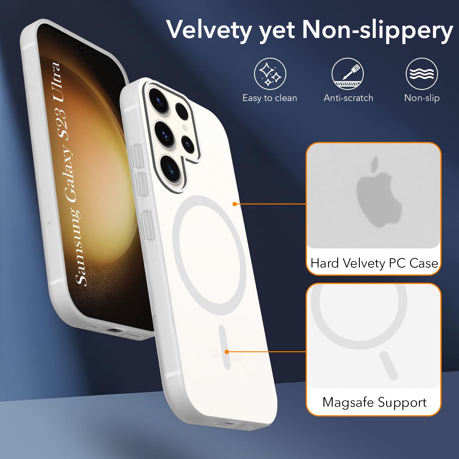 For Samsung Galaxy S23 Ultra Back Cover Case (Frosted Matte Feel | MagSafe Compatible Wireless Charging | Polycarbonate Material)