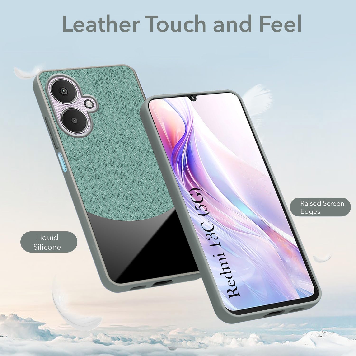 For Redmi 13C 5G Back Cover Case (Elegant PU Leather Finish | Premium Minimalist Professional | Camera Protection Bump)