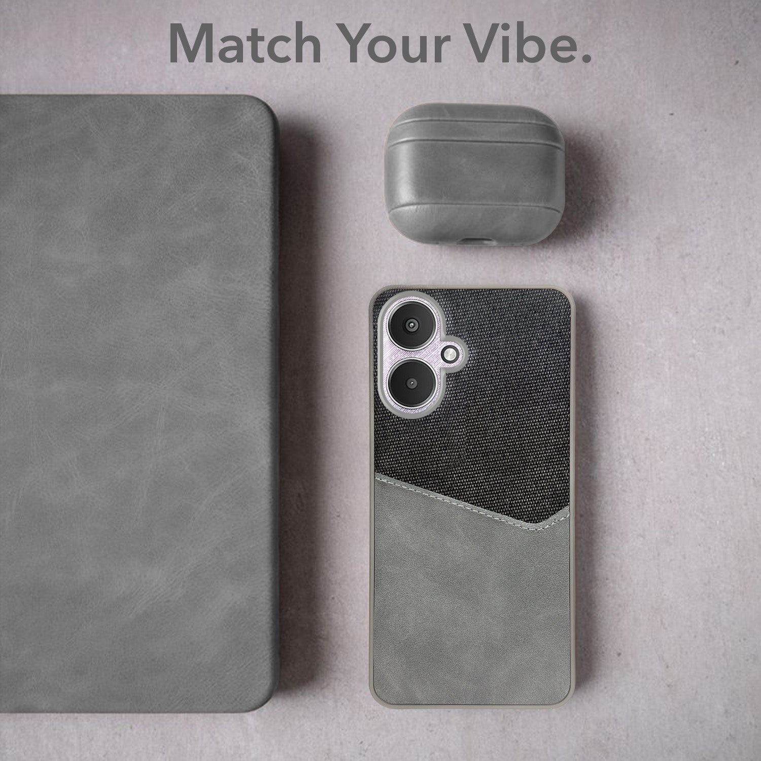 For Redmi 13C 5G Back Cover Case (Dual PU Leather Stitch | Professional Minimalist | Soft and Flexible)