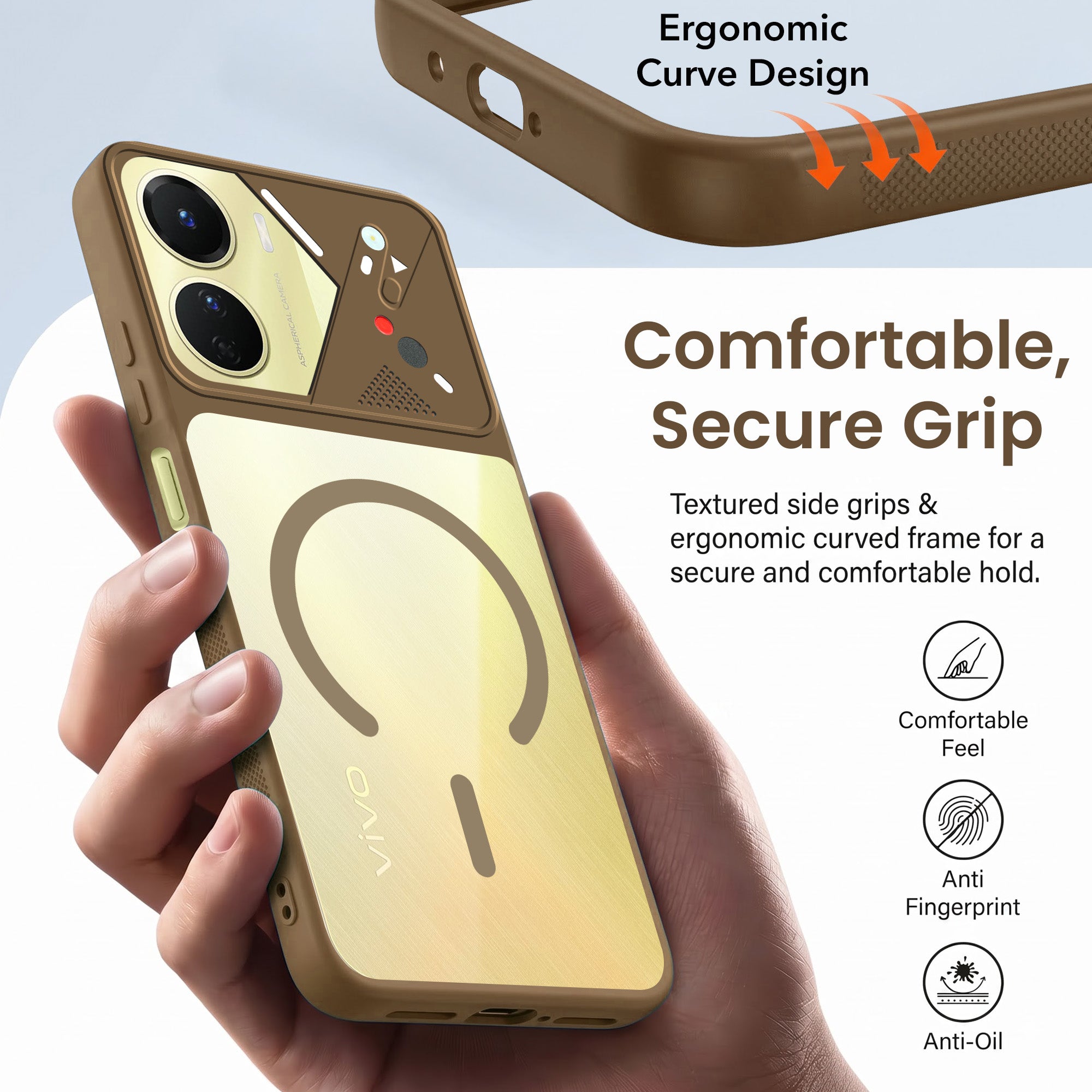 For Vivo Y16 Back Cover Case Lifetime Anti-Yellow Clear (Camera Protection | Side Grip | Wireless MagSafe Compatible)