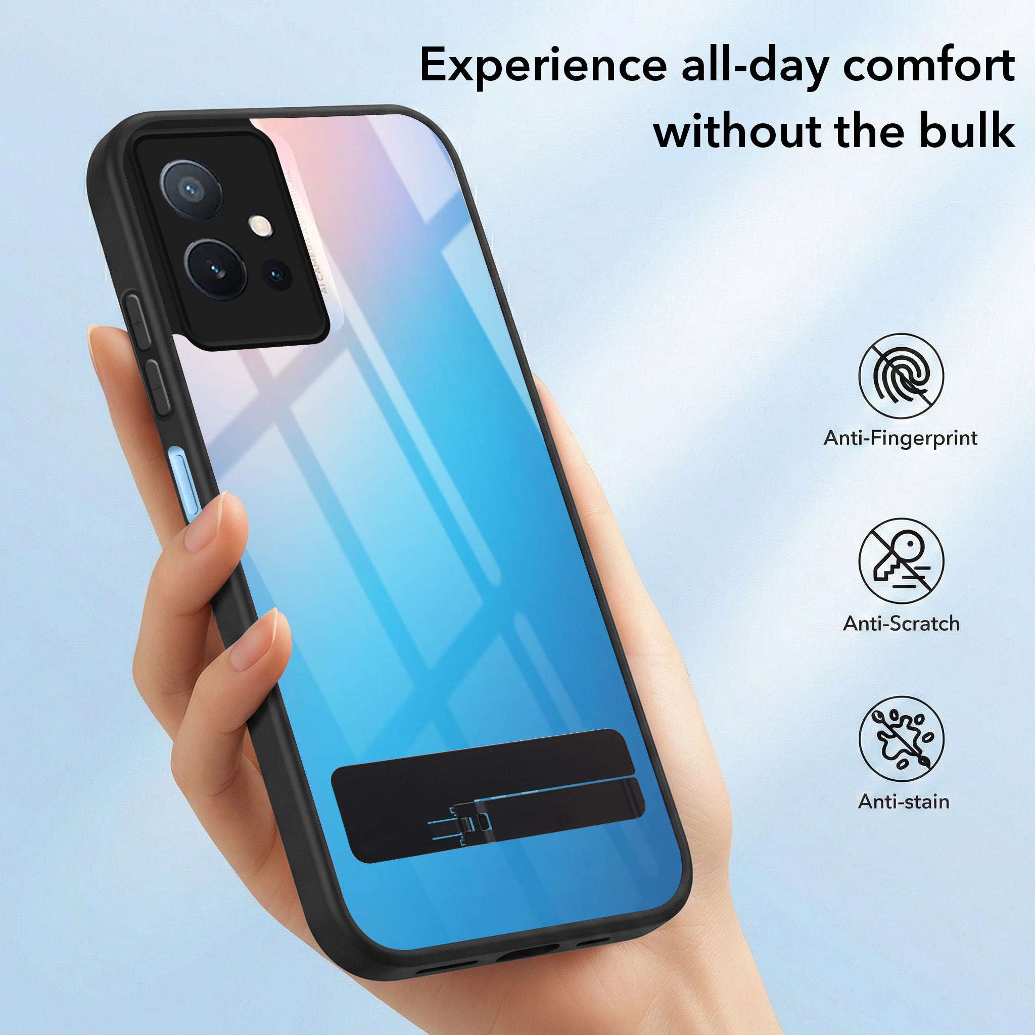 For Vivo iQOO Z6 5G Back Cover Case (Built-in Stand | Lifetime Anti Yellow | Kickstand Shockproof | Camera Protection | MagSafe Compatible)