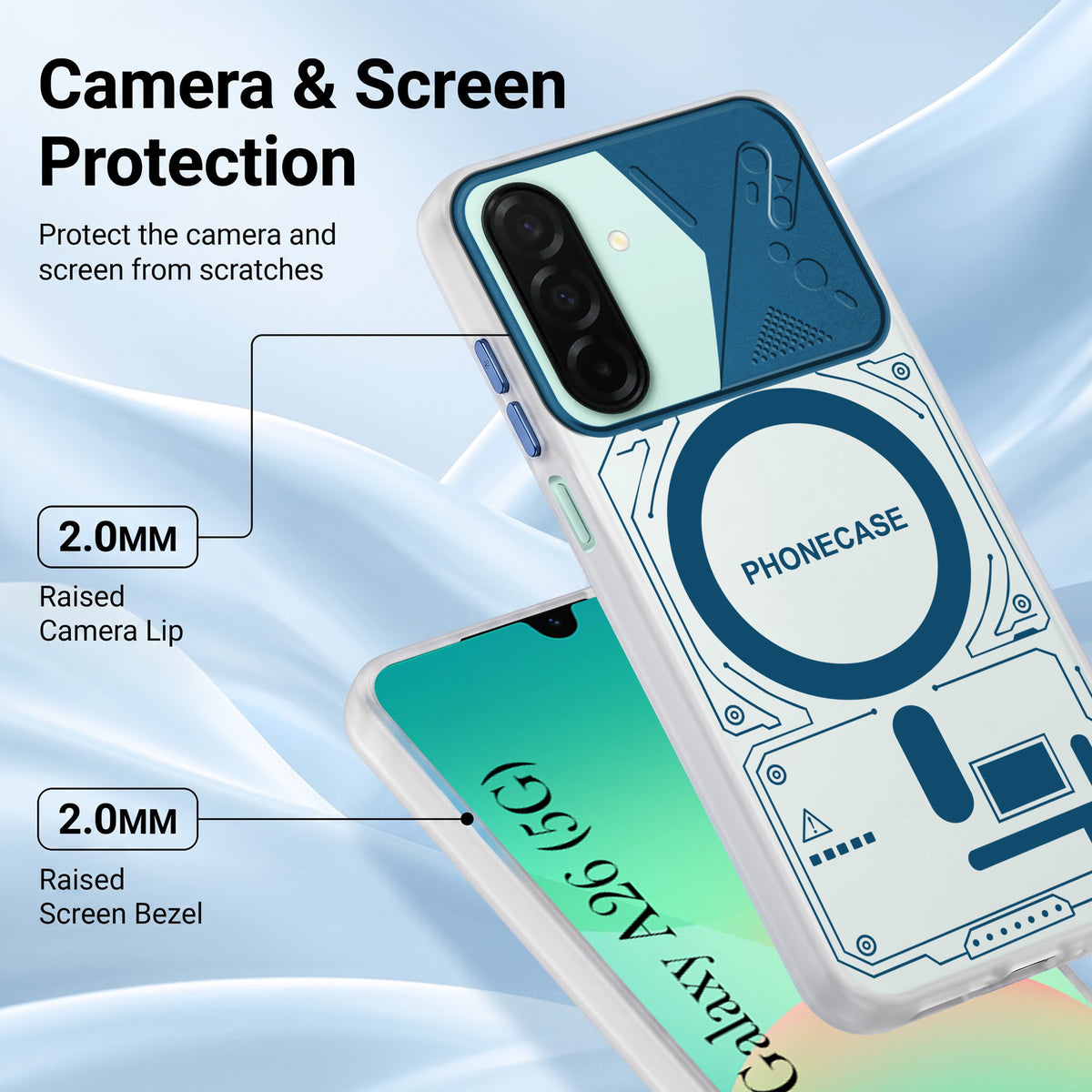 For Samsung Galaxy A26 5G Metallic Back Cover Case (Metallic Camera Protection & Buttons | Translucent Milky Shade | Hard Polycarbonate)