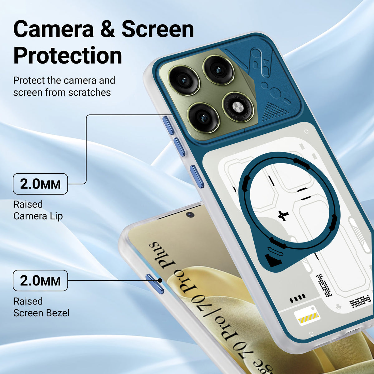 For Motorola Edge 70 Pro | Edge 70 Pro Plus Metallic Back Cover Case (Metallic Camera Protection & Buttons | Translucent Milky Shade | Hard Polycarbonate)