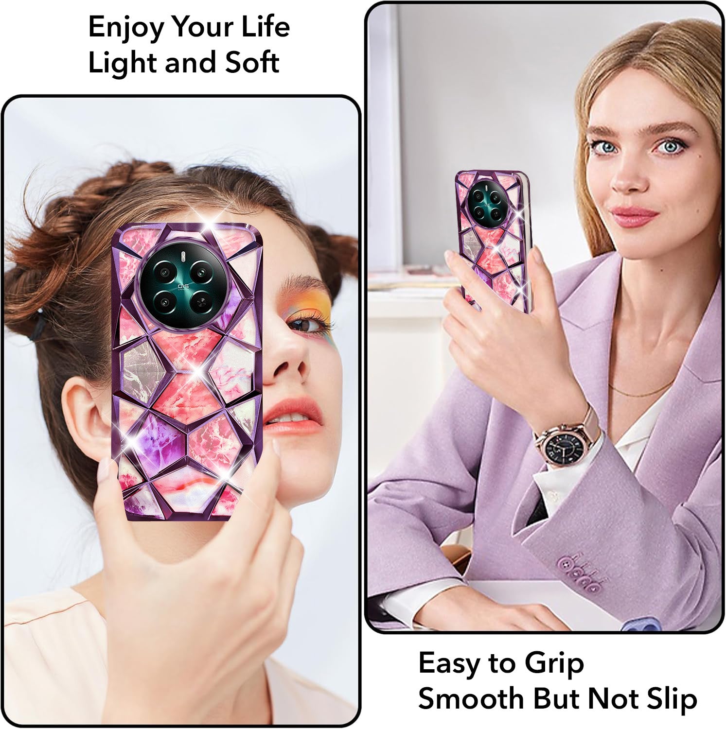 For Realme 12 Plus Back Cover Case ( Dual Design Glitter Sparkle and Detachable Diamond Print Case | Soft and Flexible)