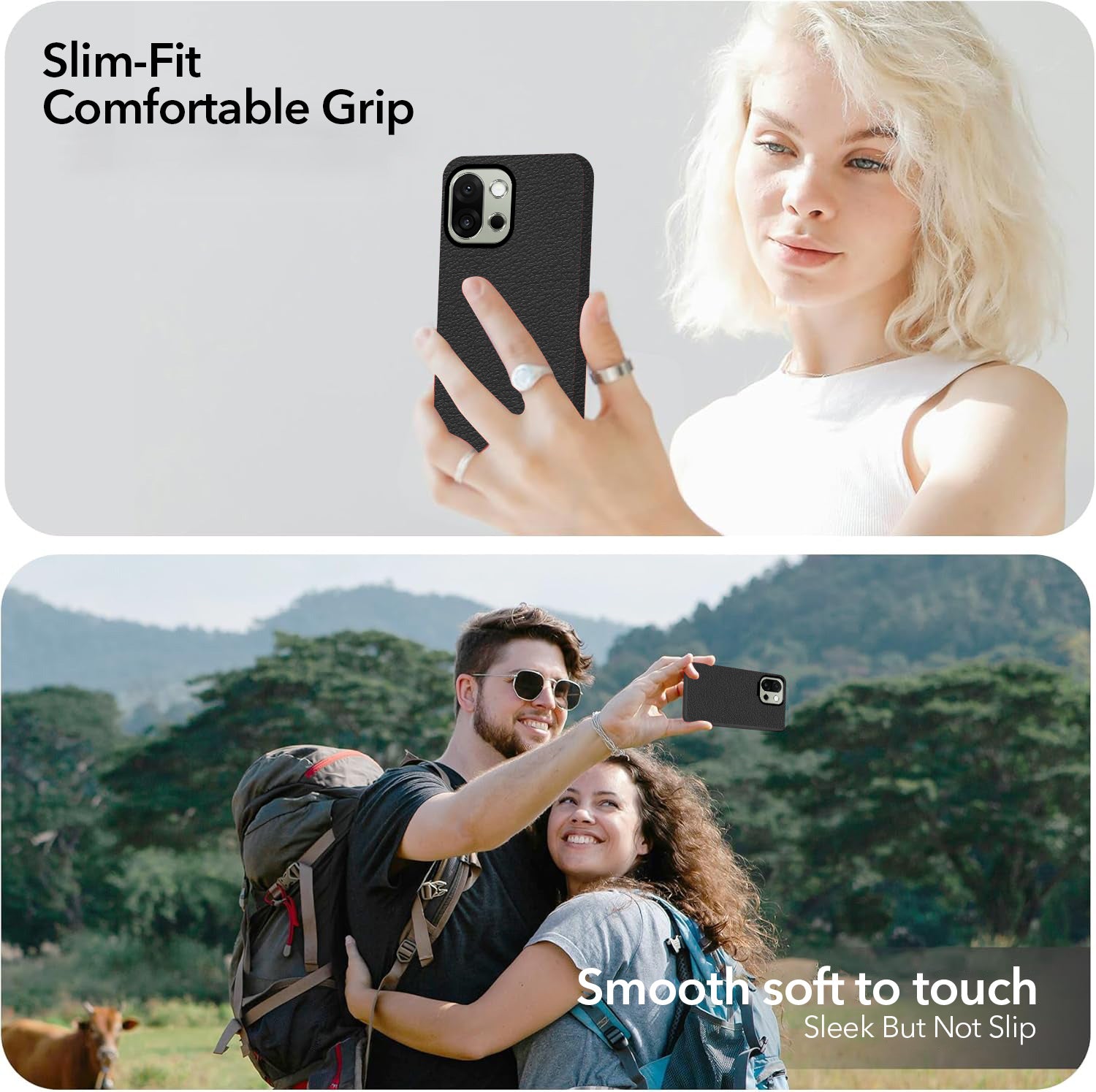 For OnePlus 13S Back Cover Case (Glass Like Camera Protection | Leather Feel | Minimalist Professional Grip)