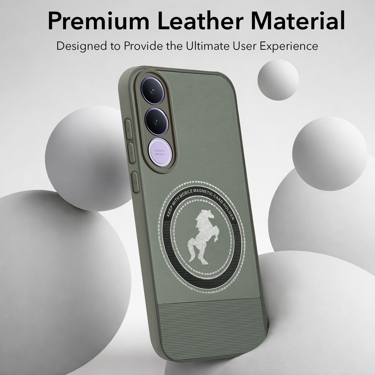 For Vivo V70 FE 5G Back Cover Case PU Leather Finish (Professional Minimalist Texture | MagSafe Compatile | Camera Protection | Sleek Sober Formal)