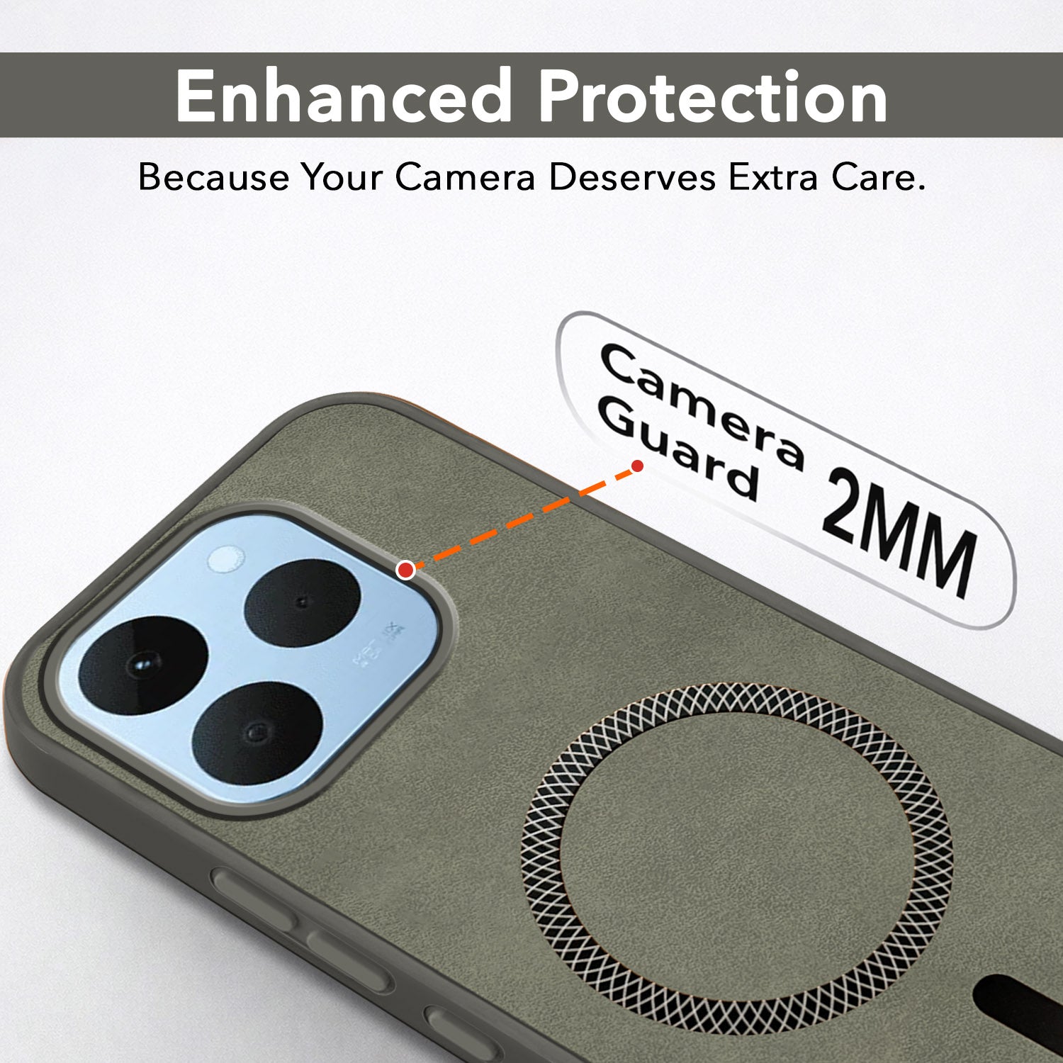 For Realme 15T | Realme Narzo 90 Back Cover Case Leather Finish (MagSafe Compatible Wireless Charging | Soft Touch | Camera Bump Protection)