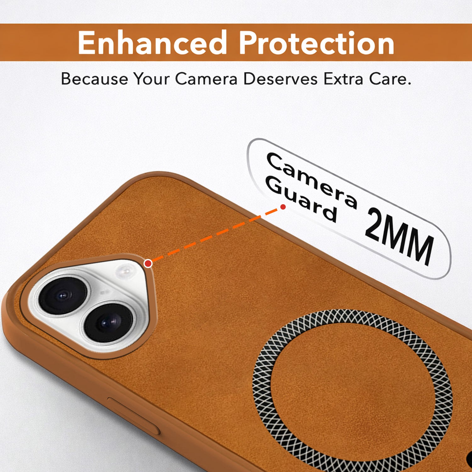 For Apple iPhone 16 Back Cover Case (Sleek Leather Finish | MagSafe Compatible Wireless Charging | Camera Bump Protection)