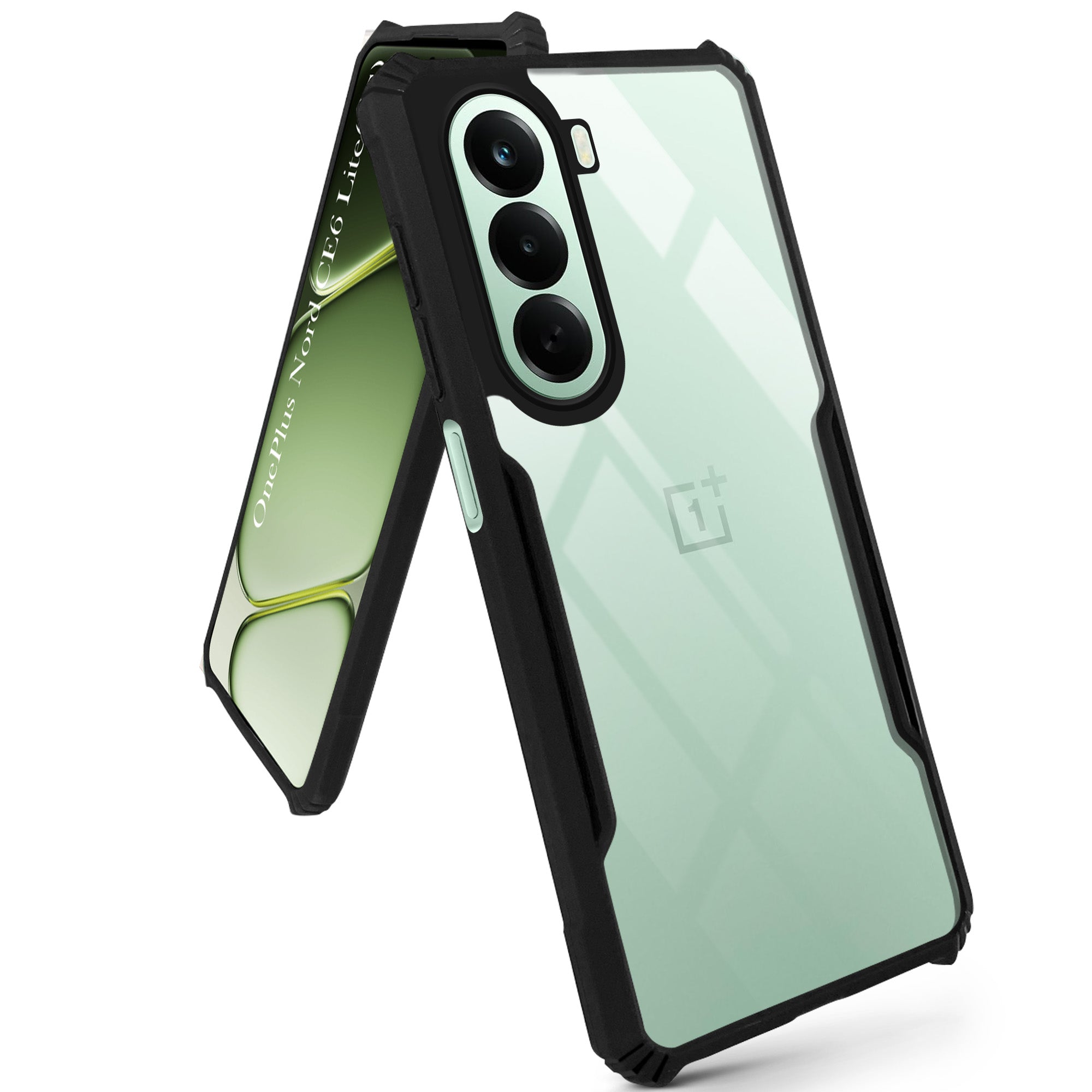 For OnePlus Nord CE 6 Lite Back Cover Case Hybrid (Shockproof with Polycarbonate Clear Panel | Professional Black)