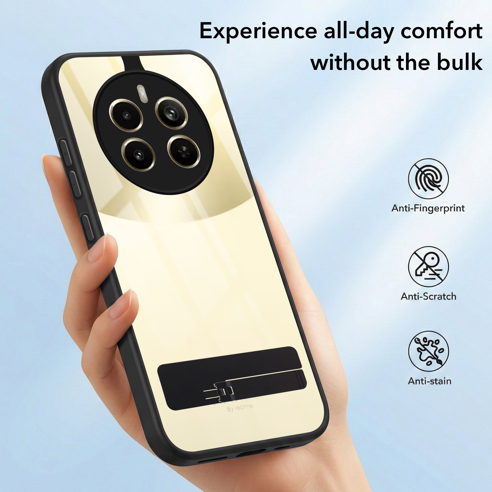 For Realme Narzo 70 Pro Back Cover Case (Built-in Stand | Lifetime Anti Yellow | Kickstand Shockproof | Camera Protection | MagSafe Compatible)