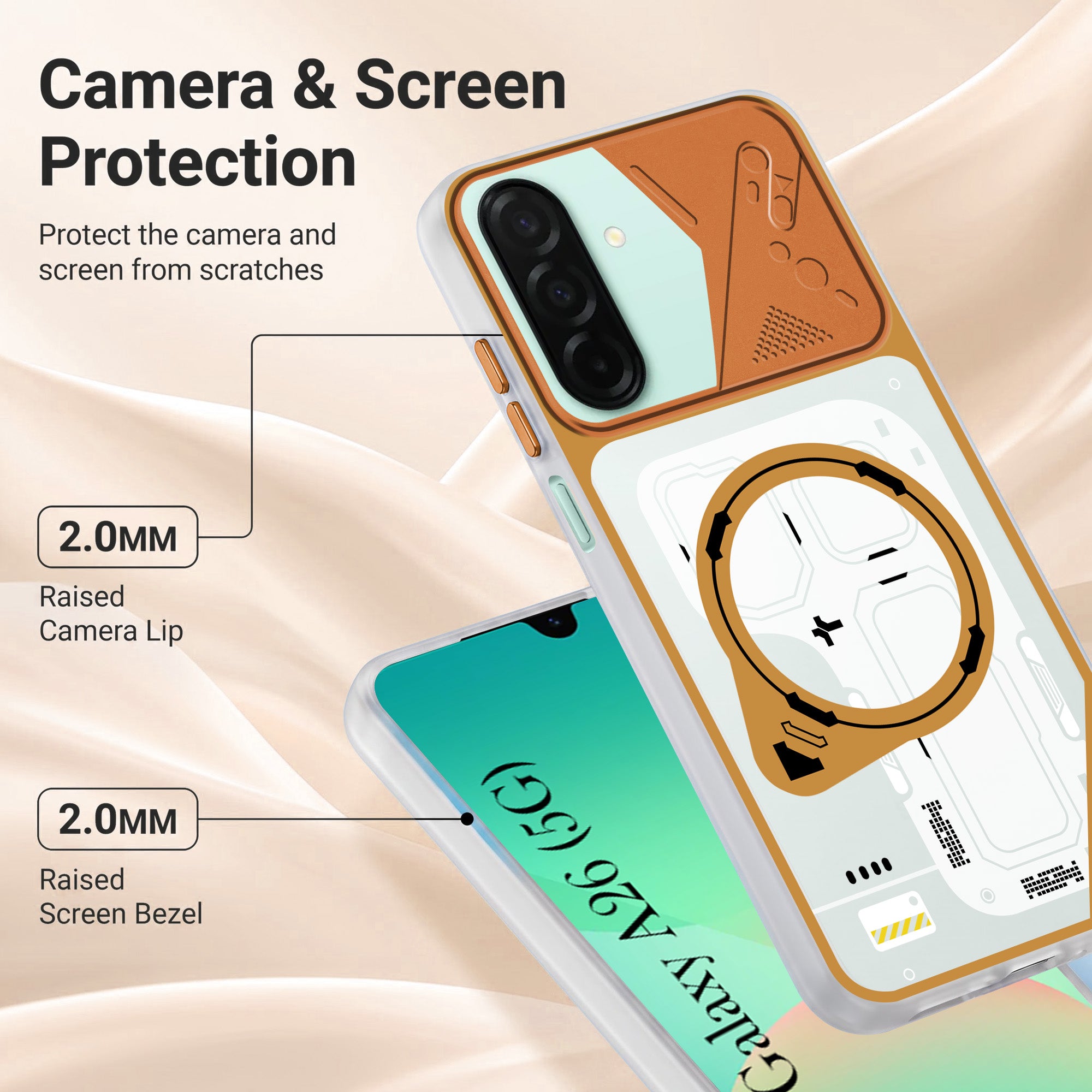 For Samsung Galaxy A26 5G Metallic Back Cover Case (Metallic Camera Protection & Buttons | Translucent Milky Shade | Hard Polycarbonate)