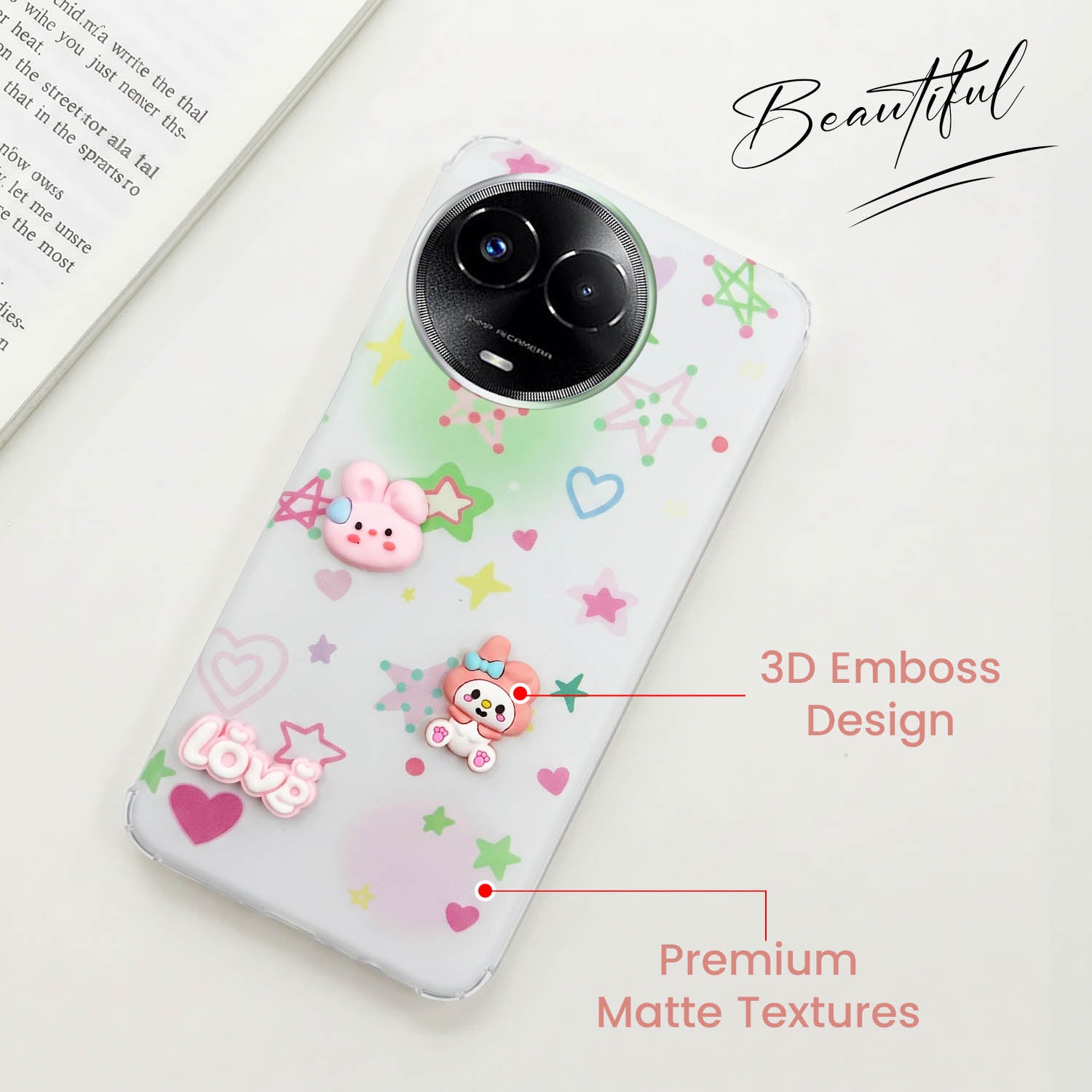 For Realme 11 5G | Realme 11x 5G Back Cover Case (3D Cute Cartoons | Hard Back Side Soft | Matte Premium Finish | HD Printing)