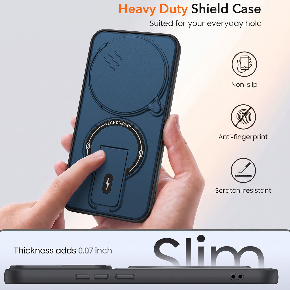 For Vivo T4 Back Case Cover Metallic (Hybrid Armor Kickstand | Sliding Shutter Camera Protection | MagSafe Compatible)