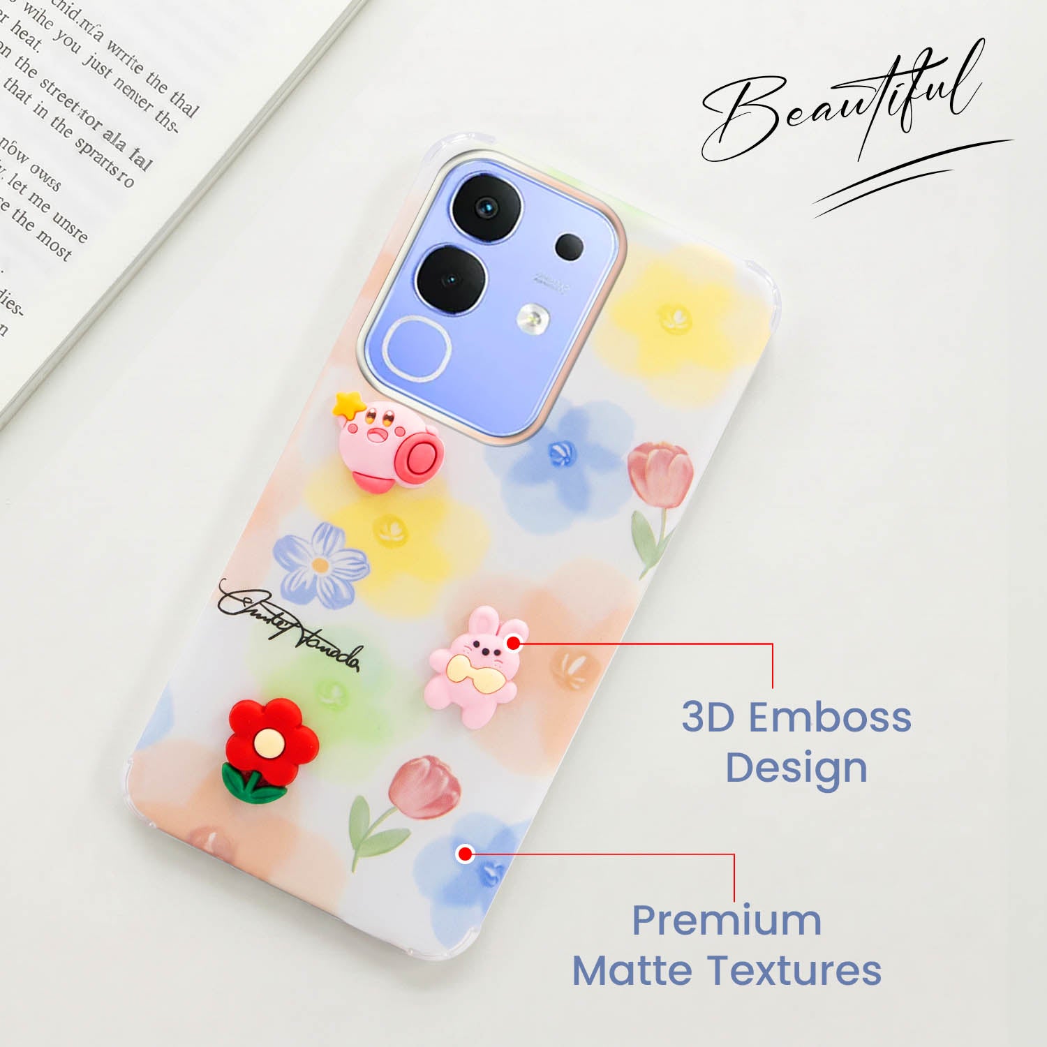 For Vivo iQOO Z10x Back Cover Case (3D Cute Cartoons | Hard Back Side Soft | Matte Premium Finish | HD Printing)