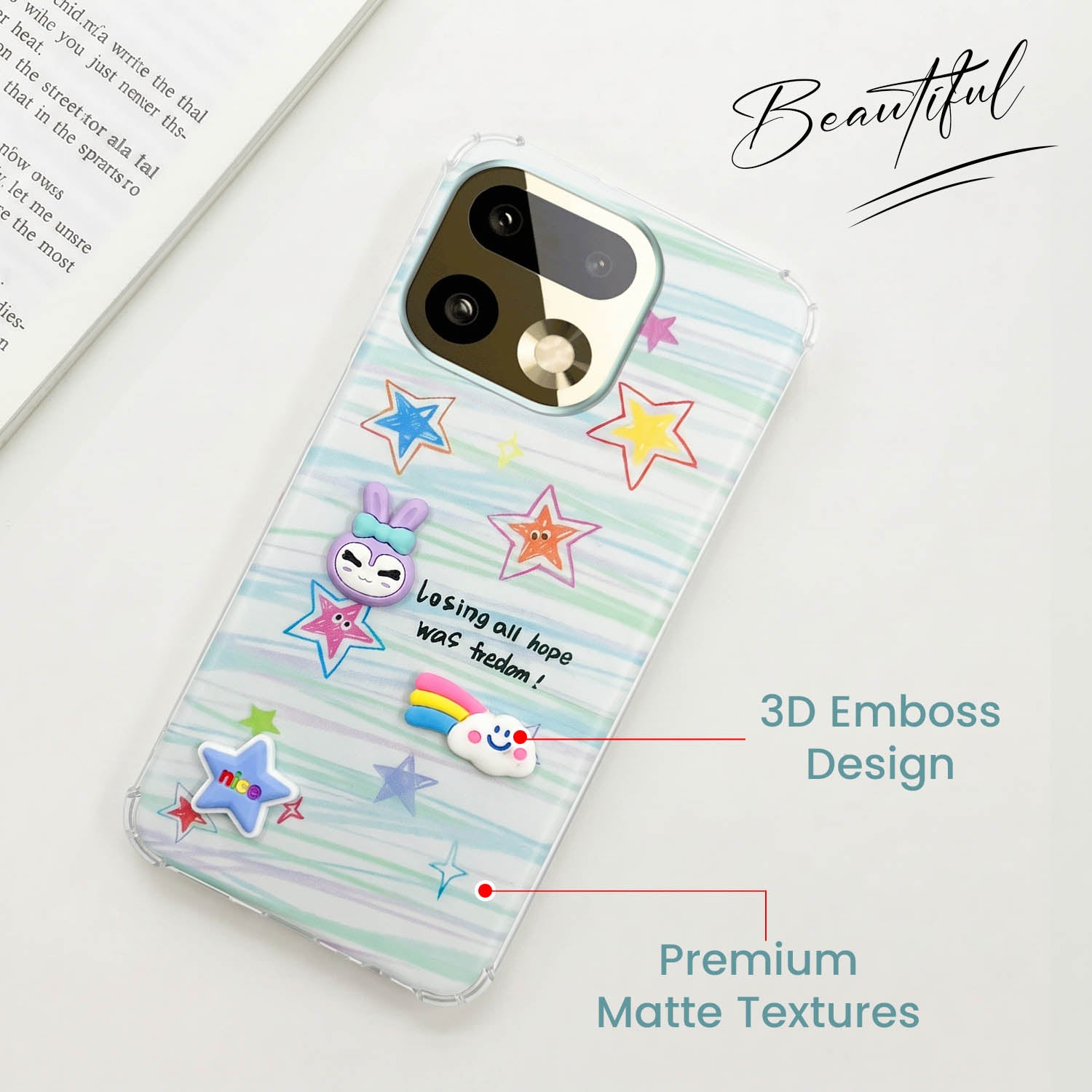 For Realme 16 Pro Plus 5G Back Cover Case (3D Cute Cartoons | Hard Back Side Soft | Matte Premium Finish | HD Printing)