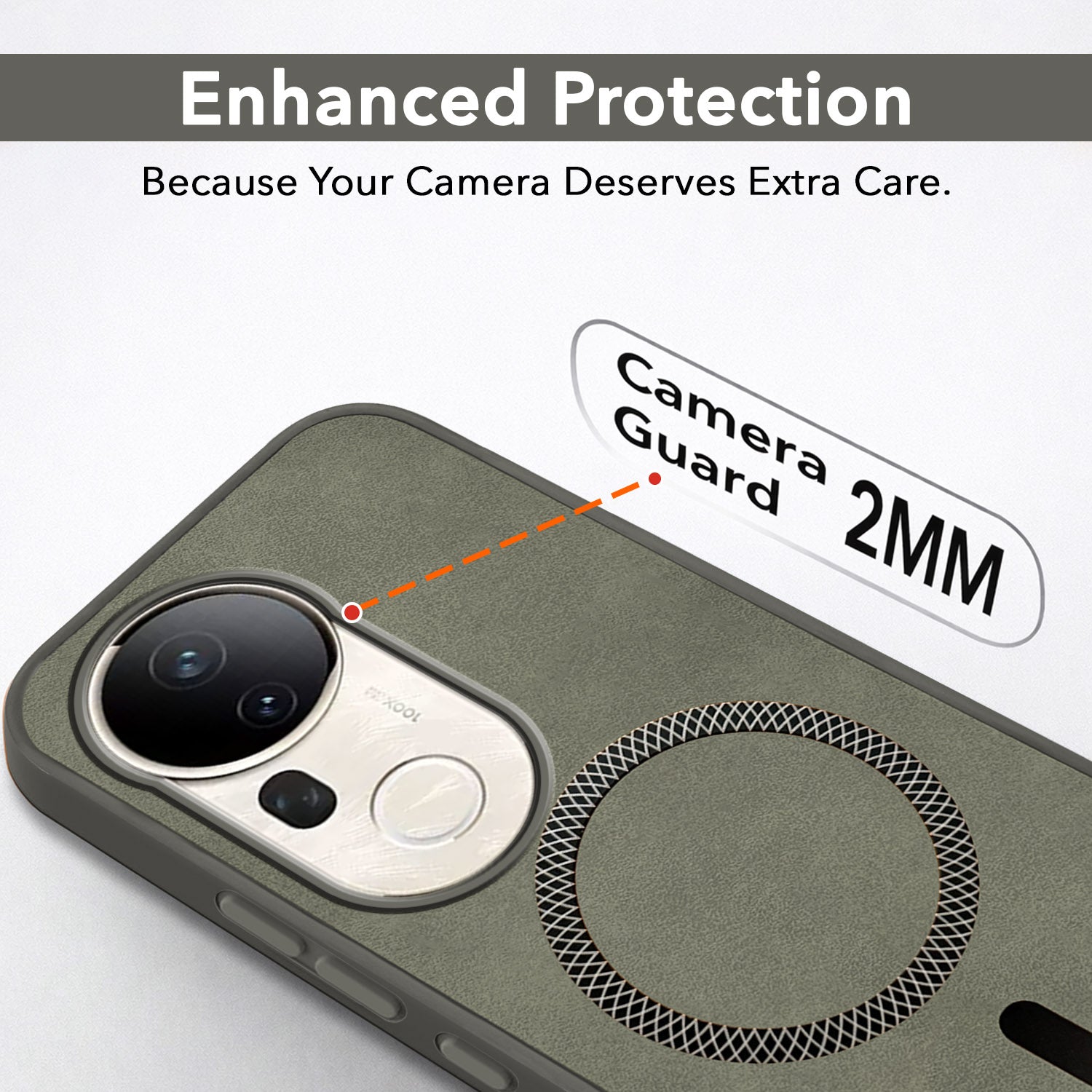 For Vivo T4 Ultra Back Cover Case Leather Finish (MagSafe Compatible Wireless Charging | Soft Touch | Camera Bump Protection)