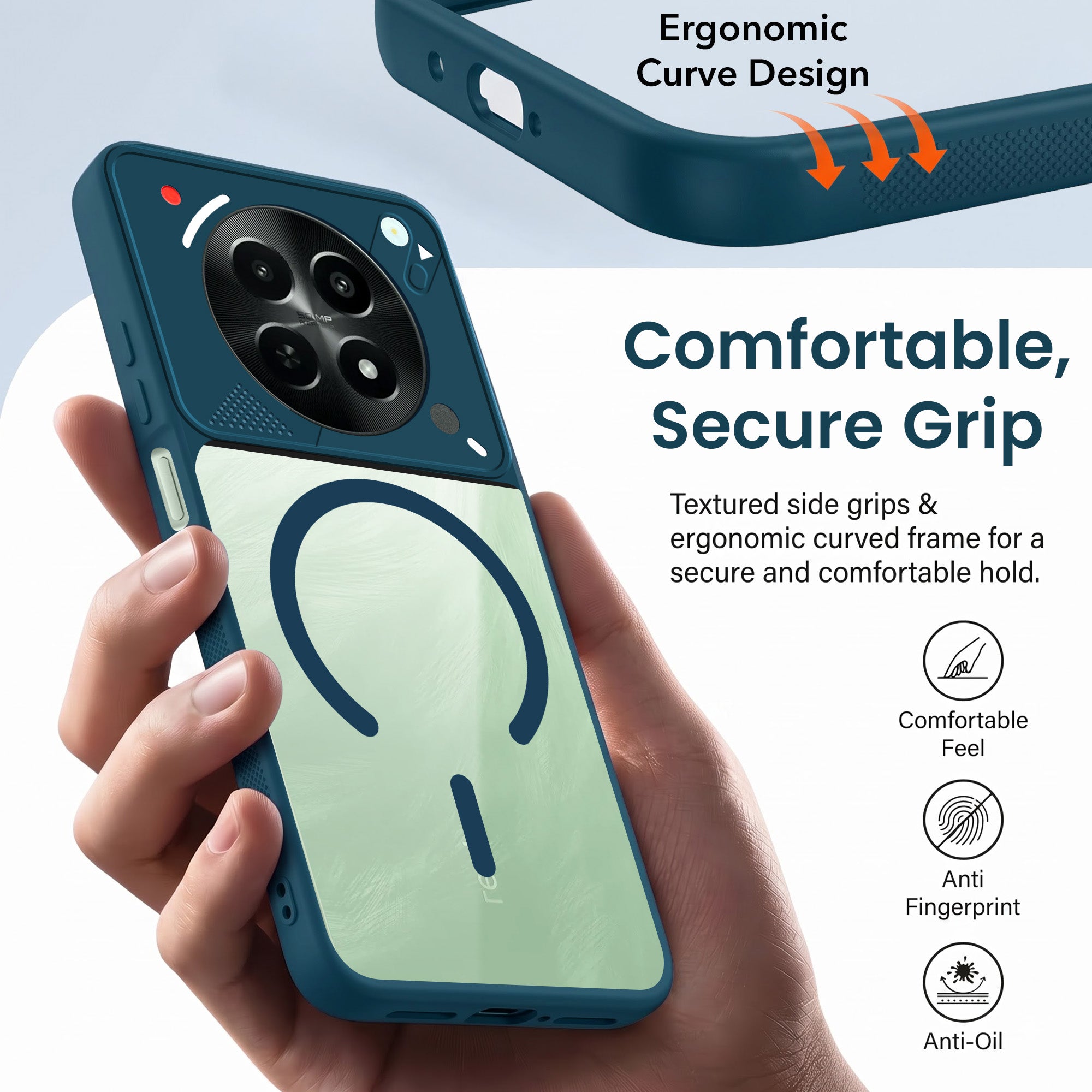 For Realme C65 5G Back Cover Case Lifetime Anti-Yellow Clear (Camera Protection | Side Grip | Wireless MagSafe Compatible)