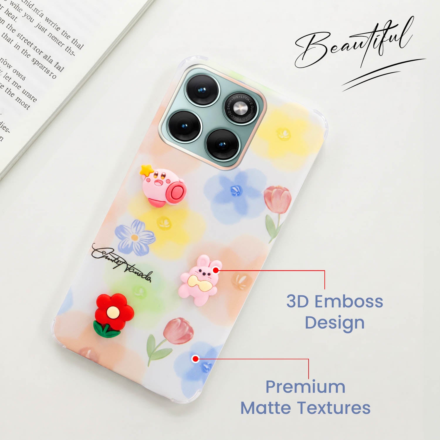 For Motorola Moto Edge 70 Fusion Back Cover Case (3D Cute Cartoons | Hard Back Side Soft | Matte Premium Finish | HD Printing)