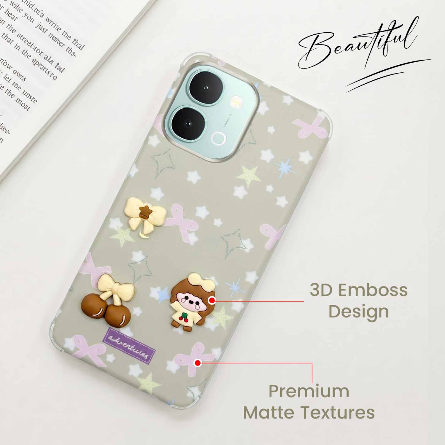 For Vivo iQOO Z11x 5G Back Cover Case (3D Cute Cartoons | Hard Back Side Soft | Matte Premium Finish | HD Printing)