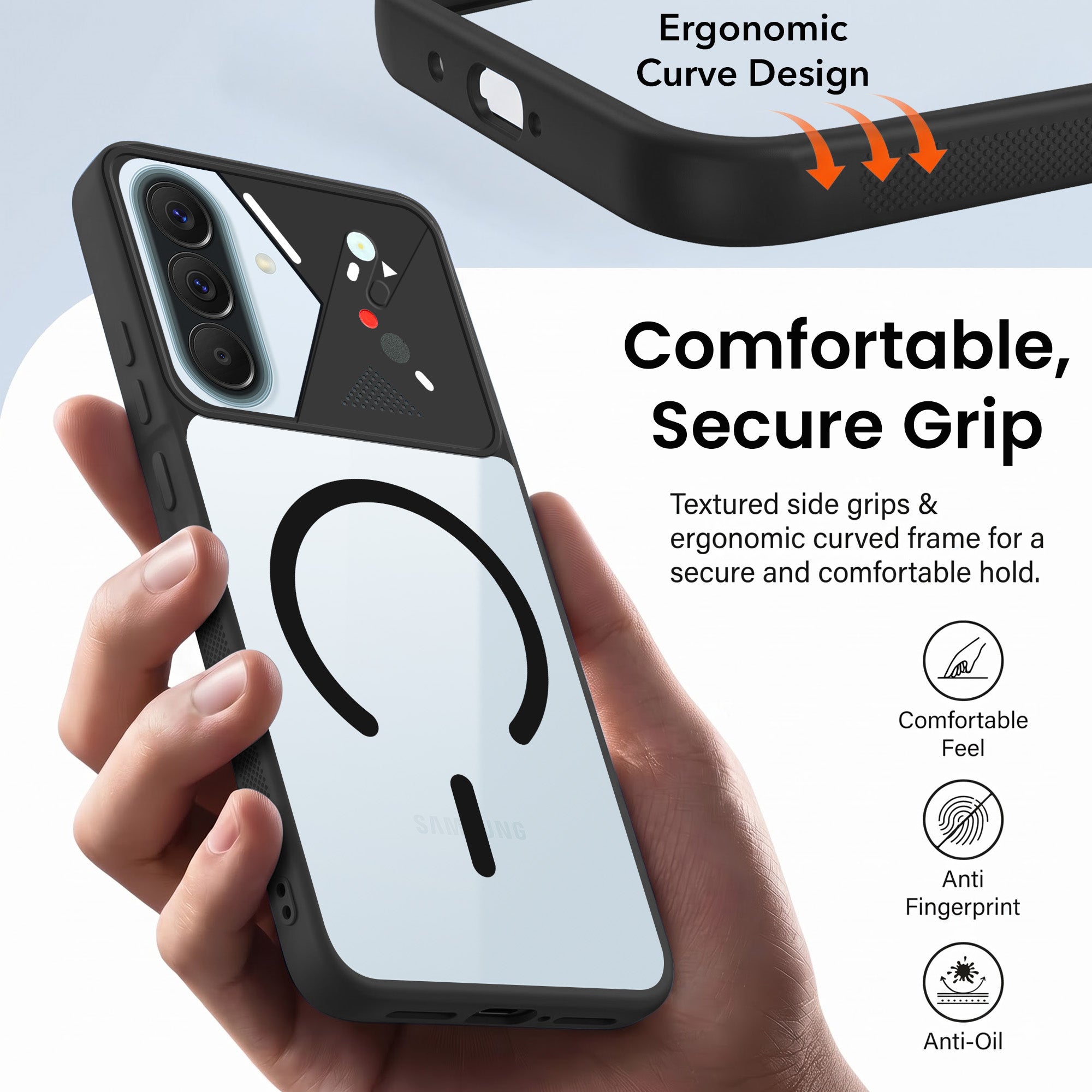 For Samsung Galaxy A57 5G Back Cover Case Lifetime Anti-Yellow Clear (Camera Protection | Side Grip | Wireless MagSafe Compatible)