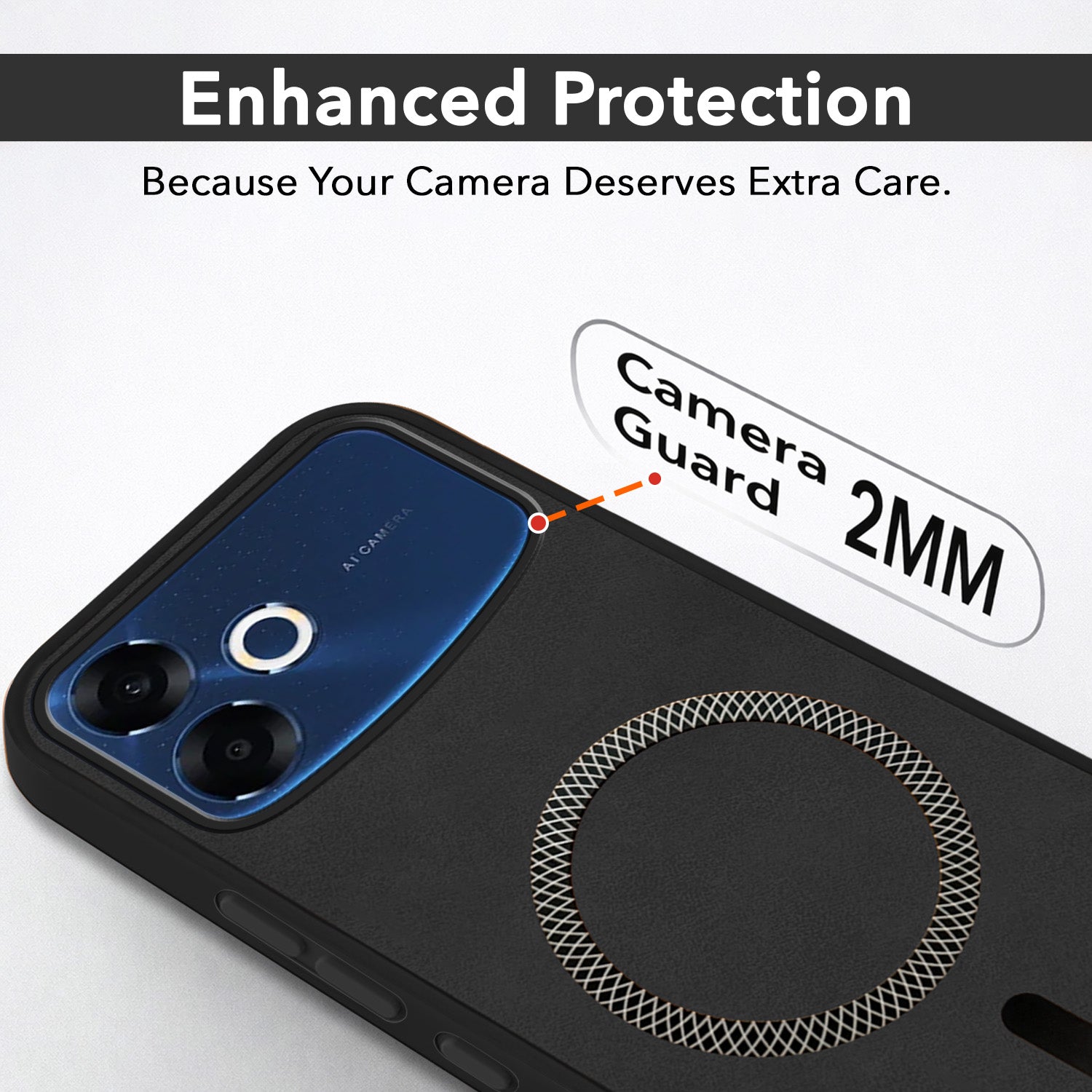 For Oppo F33 Pro 5G Back Cover Case Leather Finish (MagSafe Compatible Wireless Charging | Soft Touch | Camera Bump Protection)