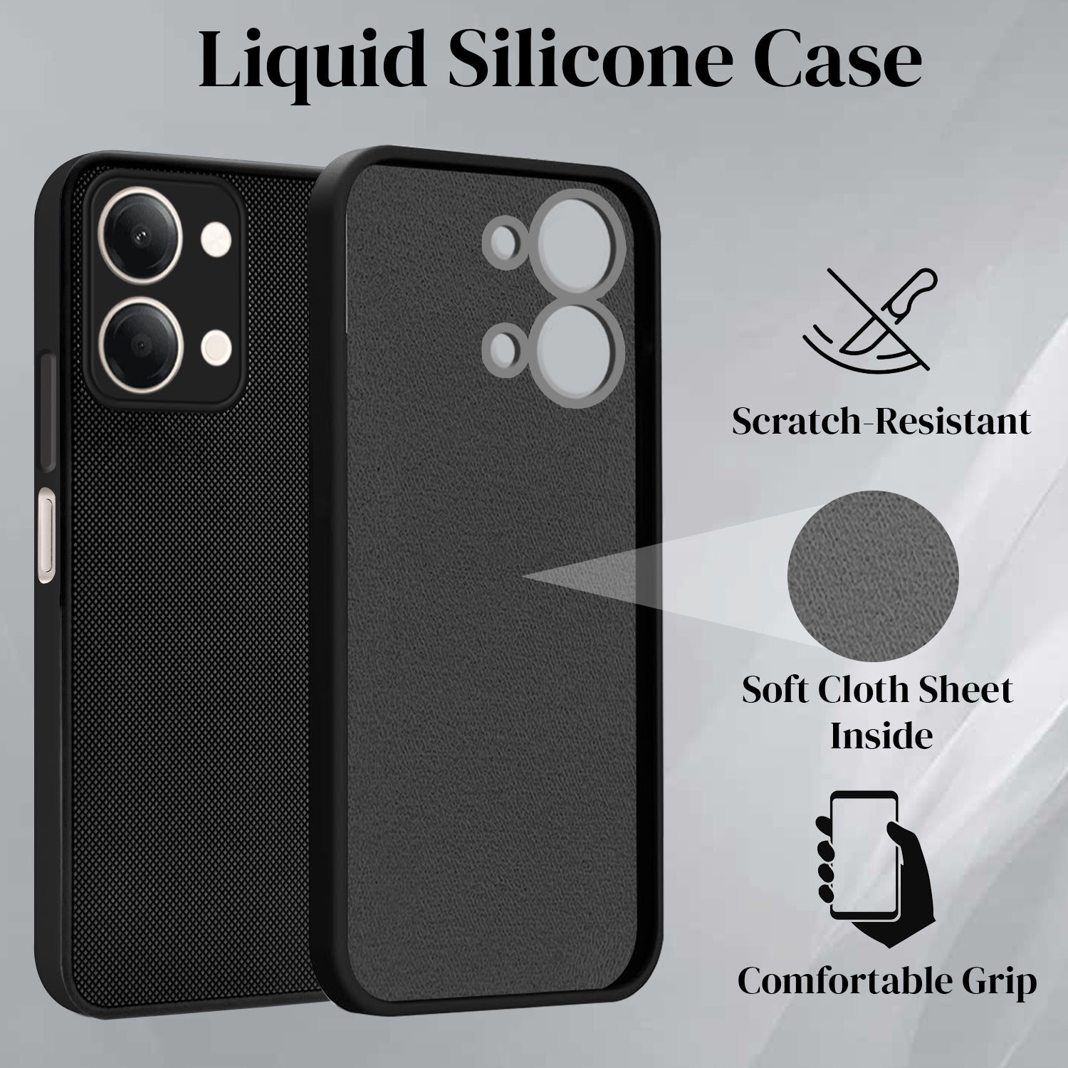 For Vivo Y11 | Vivo Y21 5G Back Cover Case Rubberised (Textured Grip Design | Micro-Fiber Cloth Inside | Slim and Light Weight | Soft Touch and Feel)