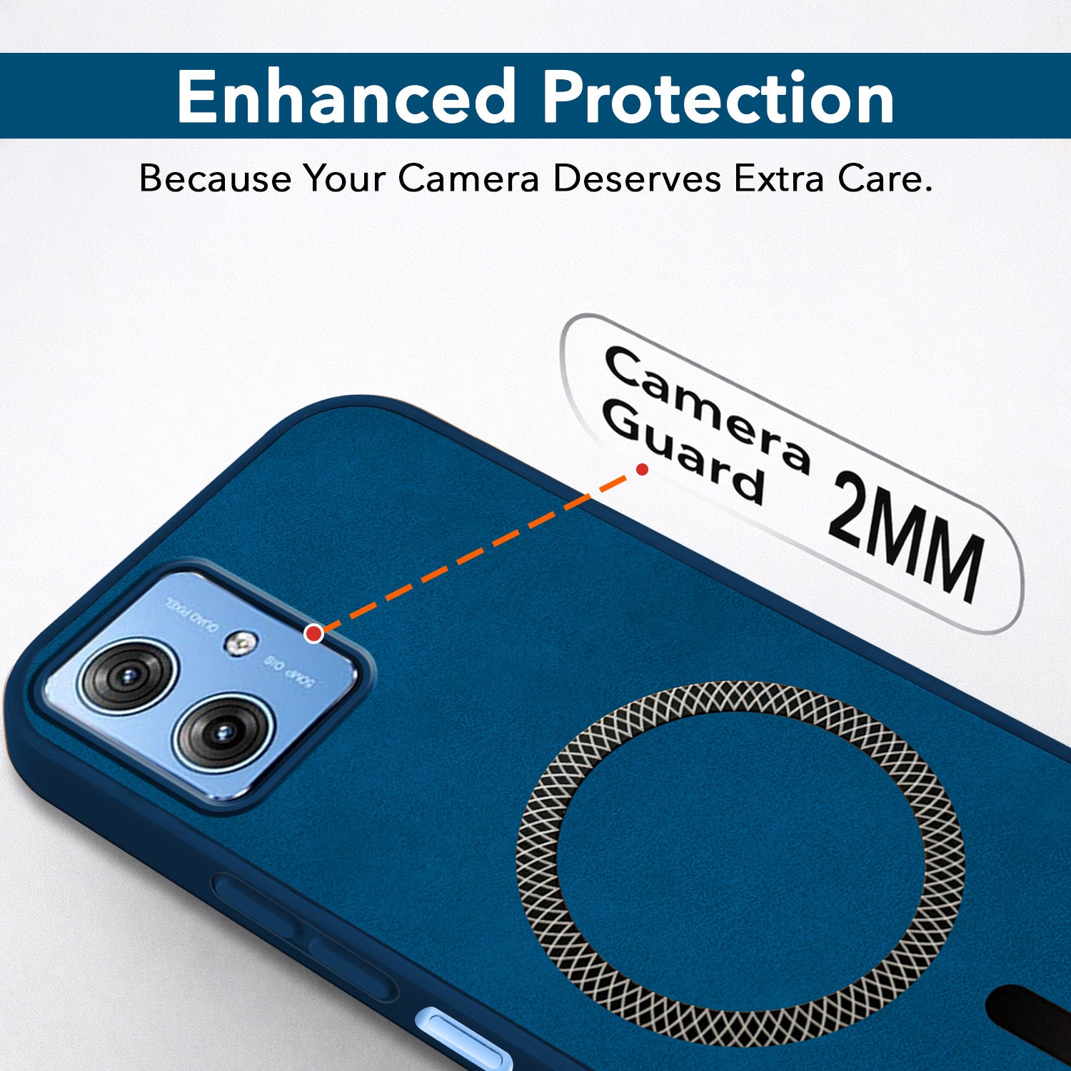 For Motorola Moto G64 5G Back Cover Case Leather Finish (MagSafe Compatible Wireless Charging | Soft Touch | Camera Bump Protection)