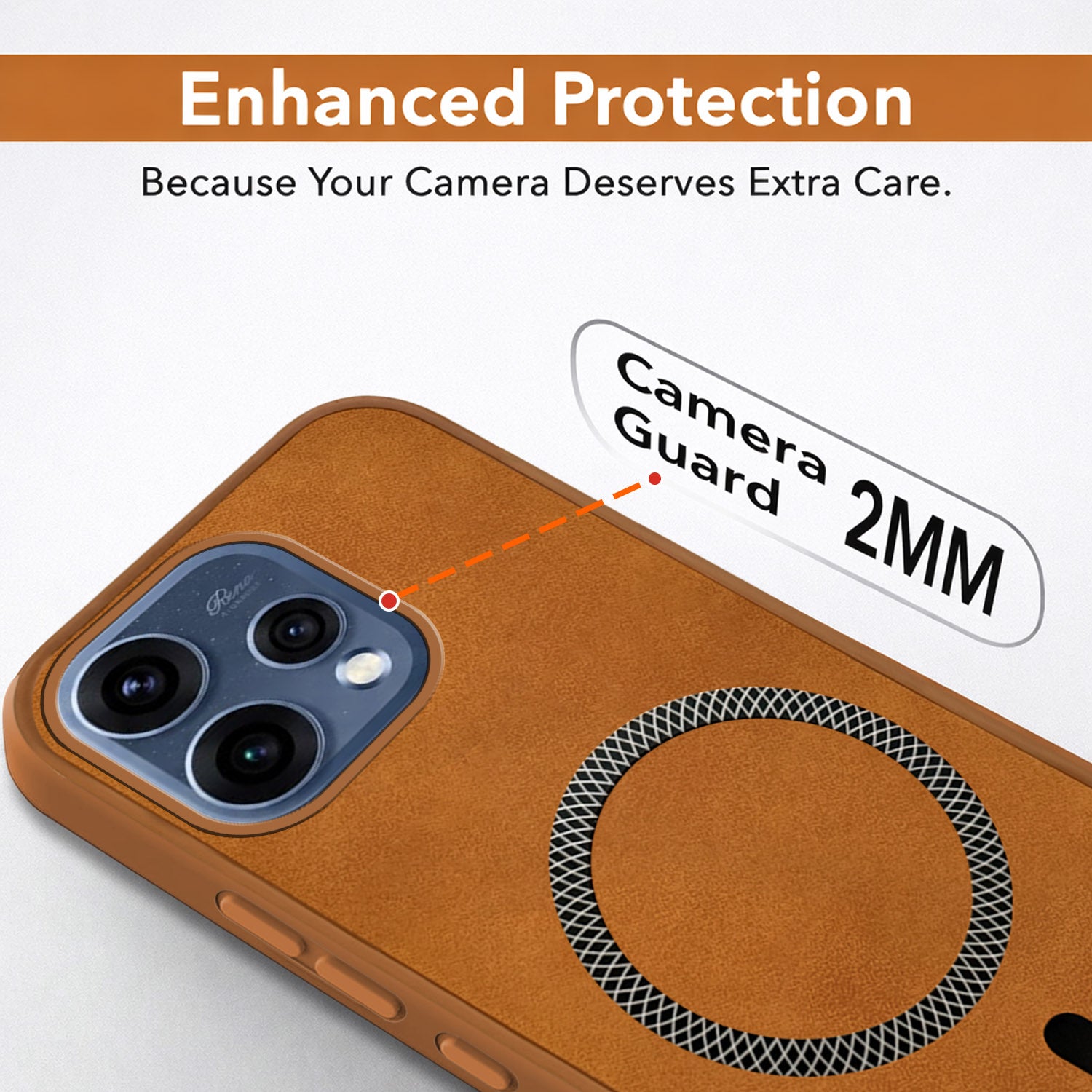 For Oppo Reno15 5G | Oppo Reno 15 5G Back Cover Case Leather Finish (MagSafe Compatible Wireless Charging | Soft Touch | Camera Bump Protection)